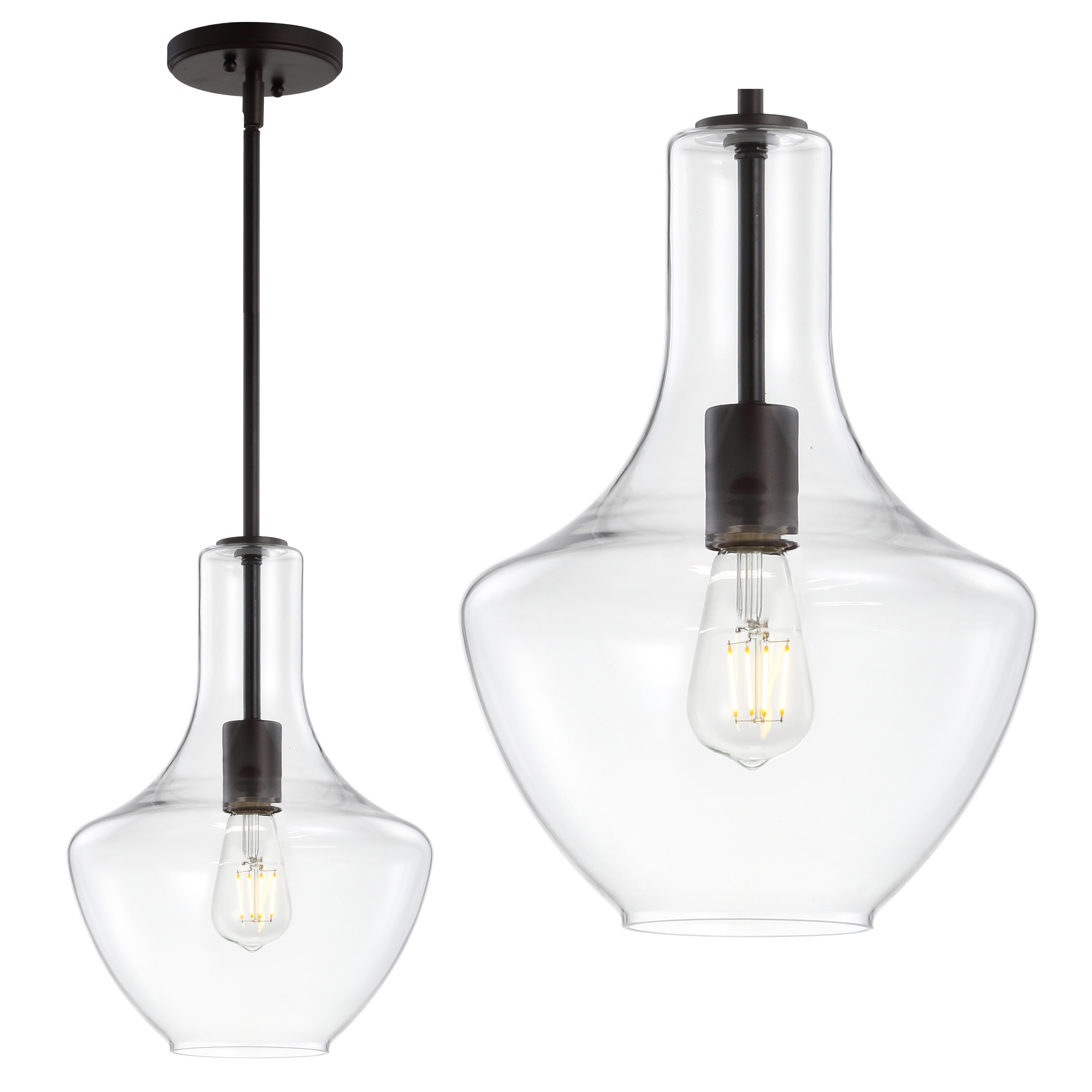 Jonathan Y Watts LED Pendant Light, Oil Rubbed Bronze/Clear, large
