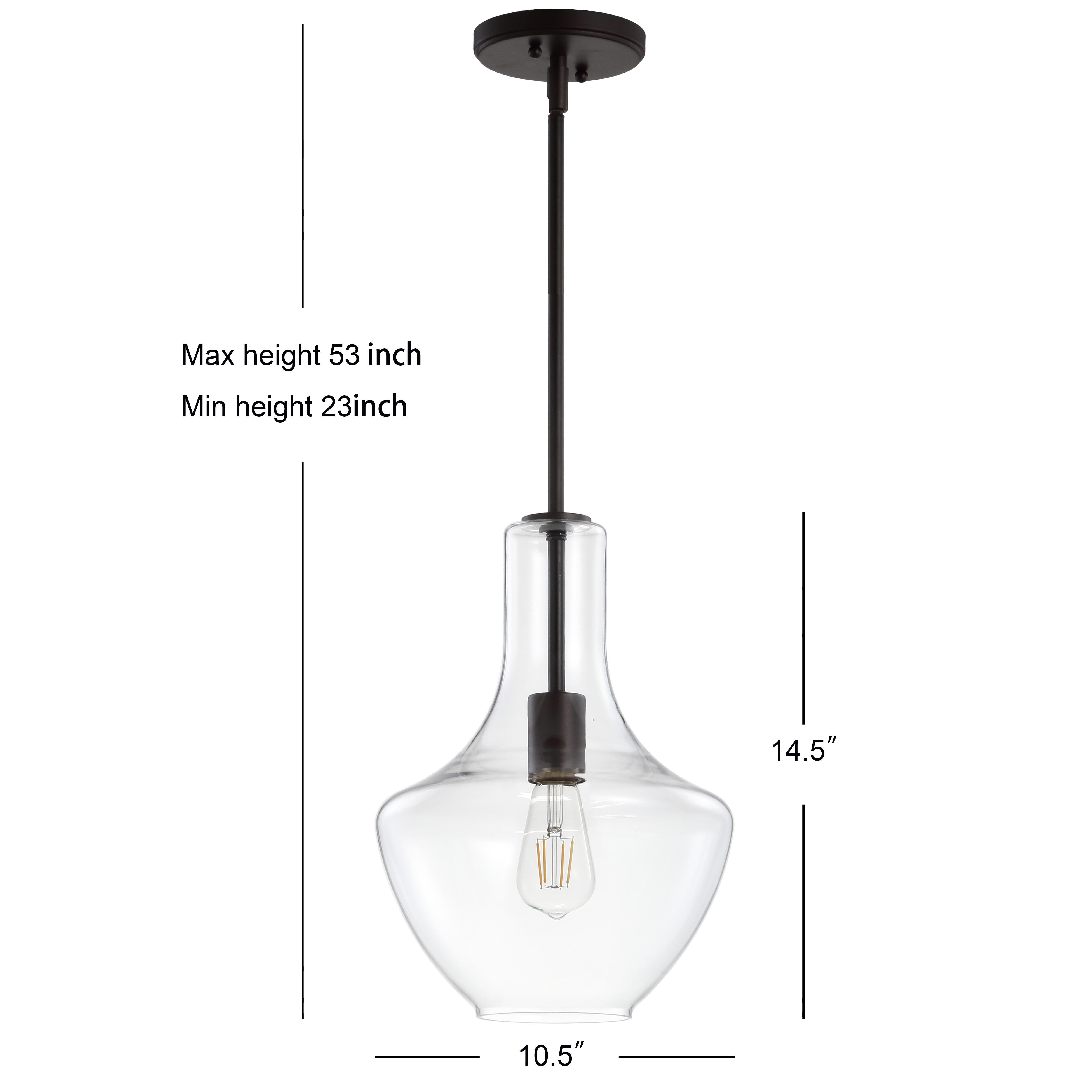 Jonathan Y Watts LED Pendant Light, Oil Rubbed Bronze/Clear, large