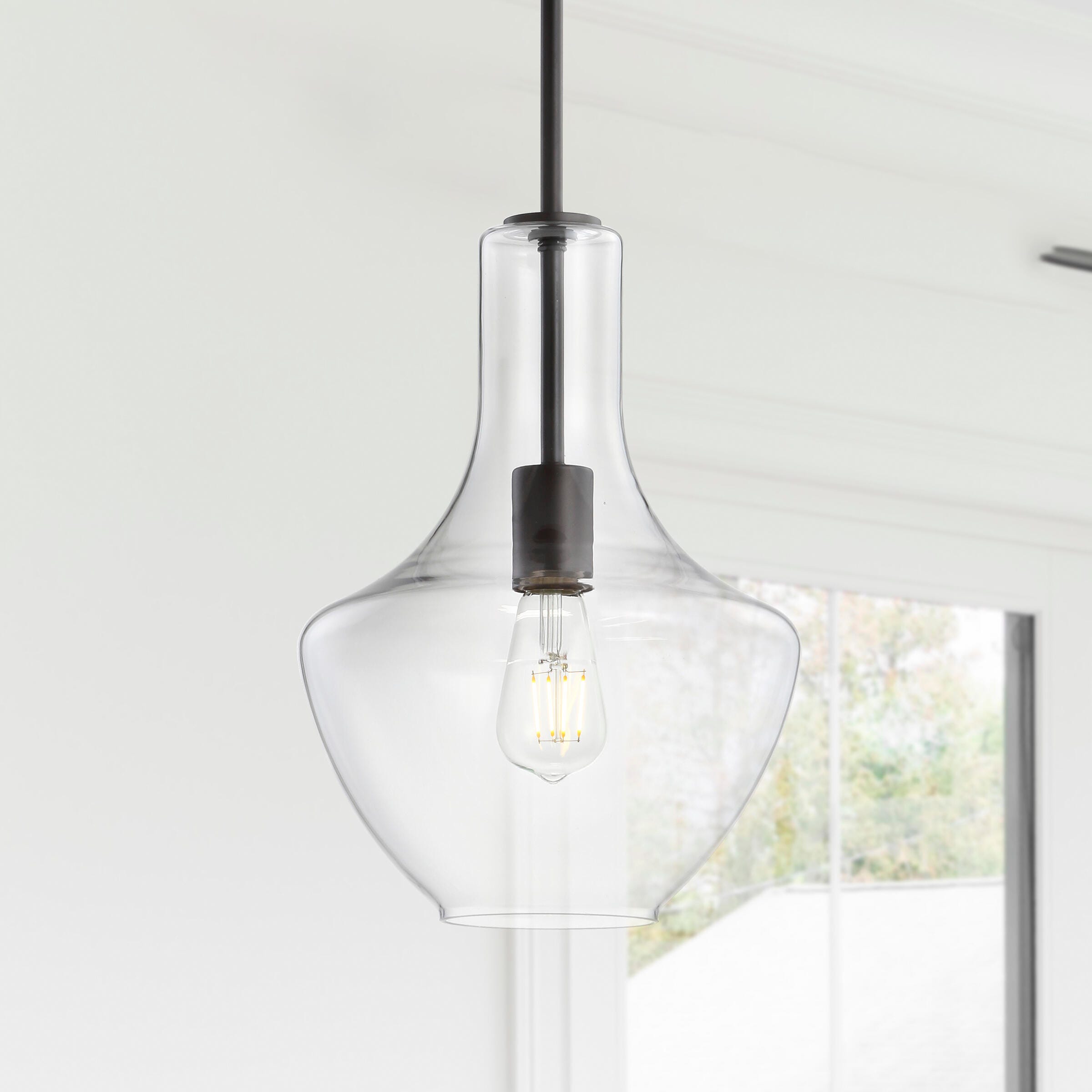Jonathan Y Watts LED Pendant Light, Oil Rubbed Bronze/Clear, large