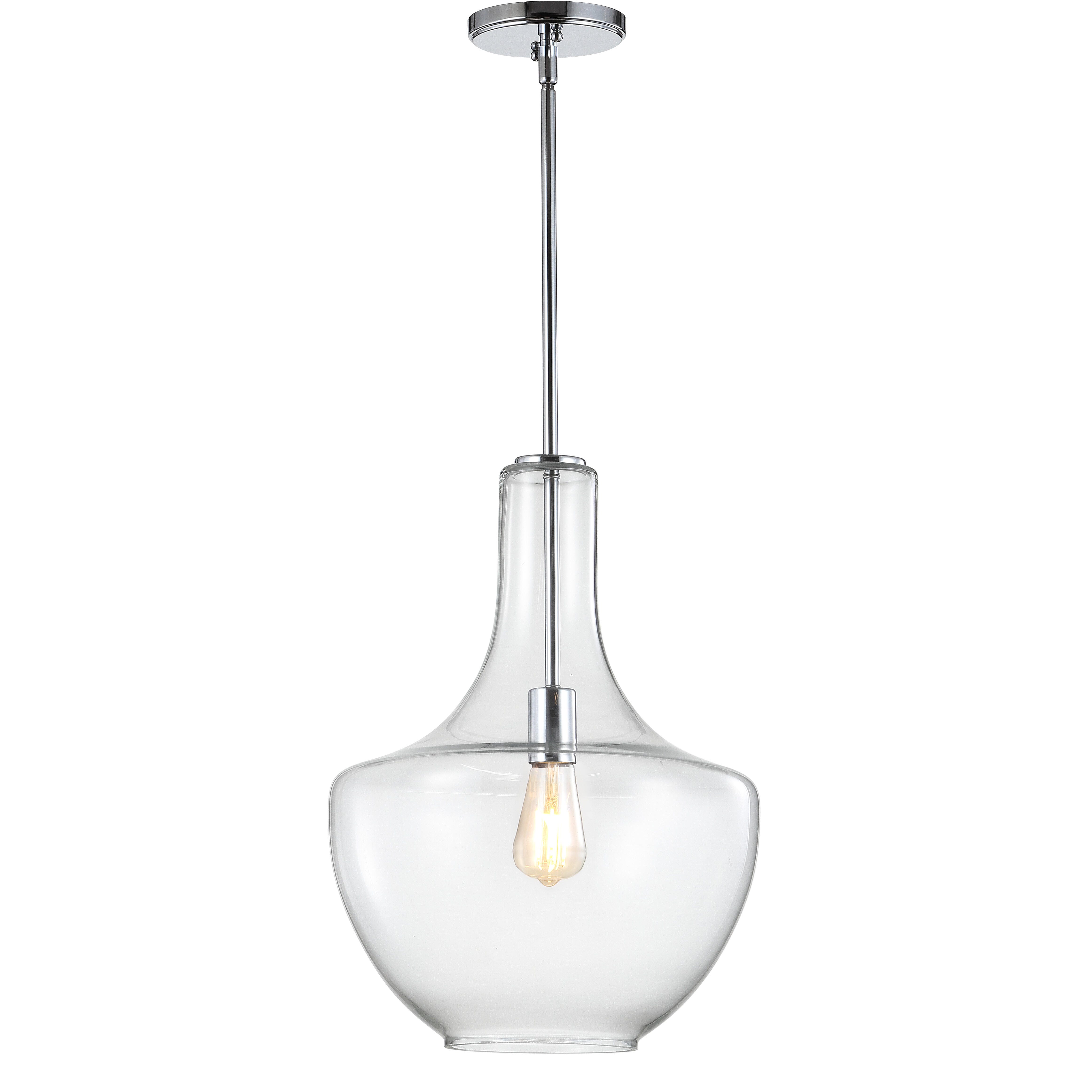 Jonathan Y Watts Pendant Light, Chrome/Clear, large