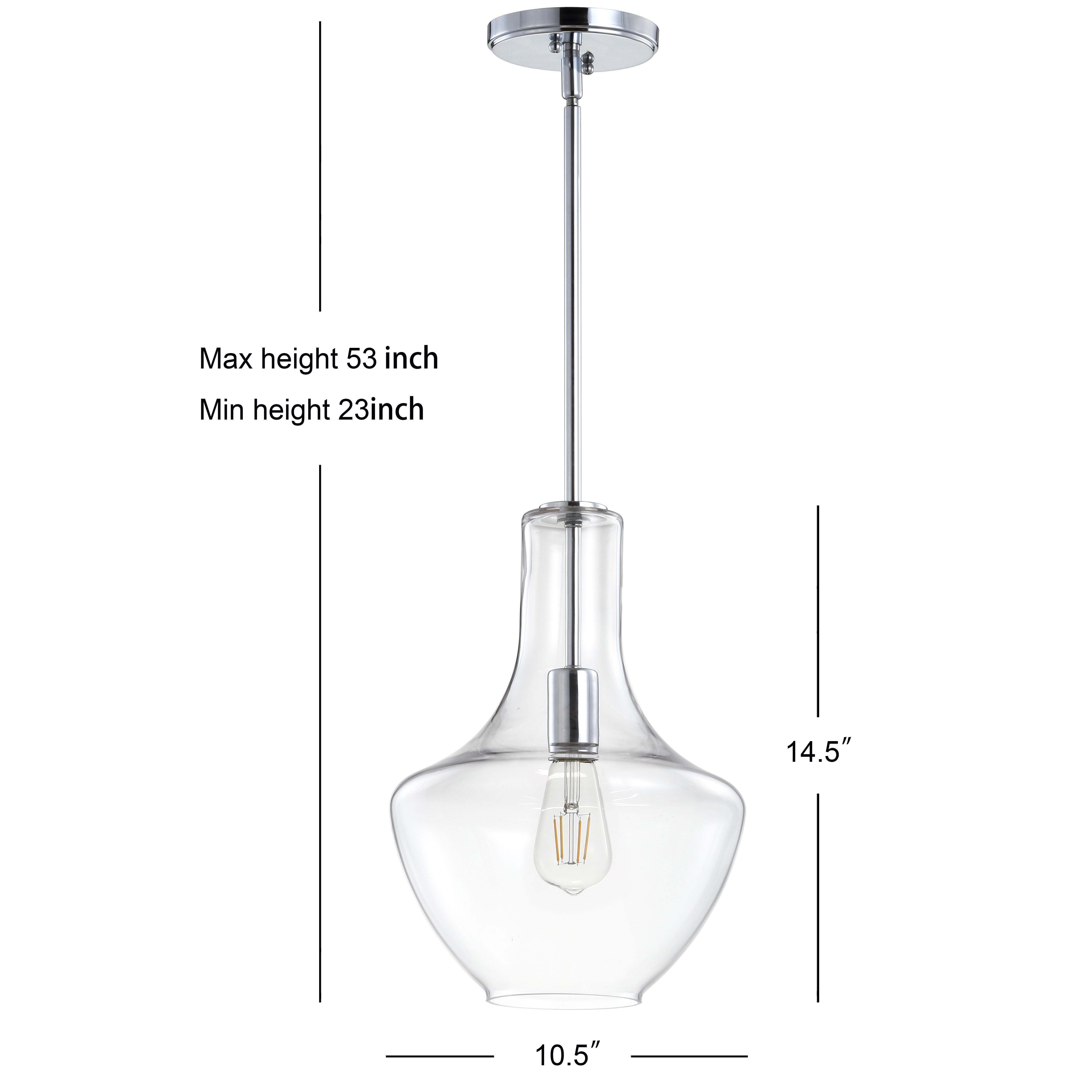 Jonathan Y Watts LED Pendant Light, Chrome/Clear, large