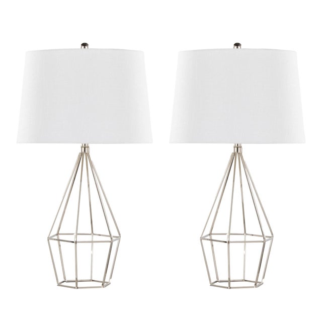 LumiSource Geo Table Lamp (Set of 2), Polished Nickel