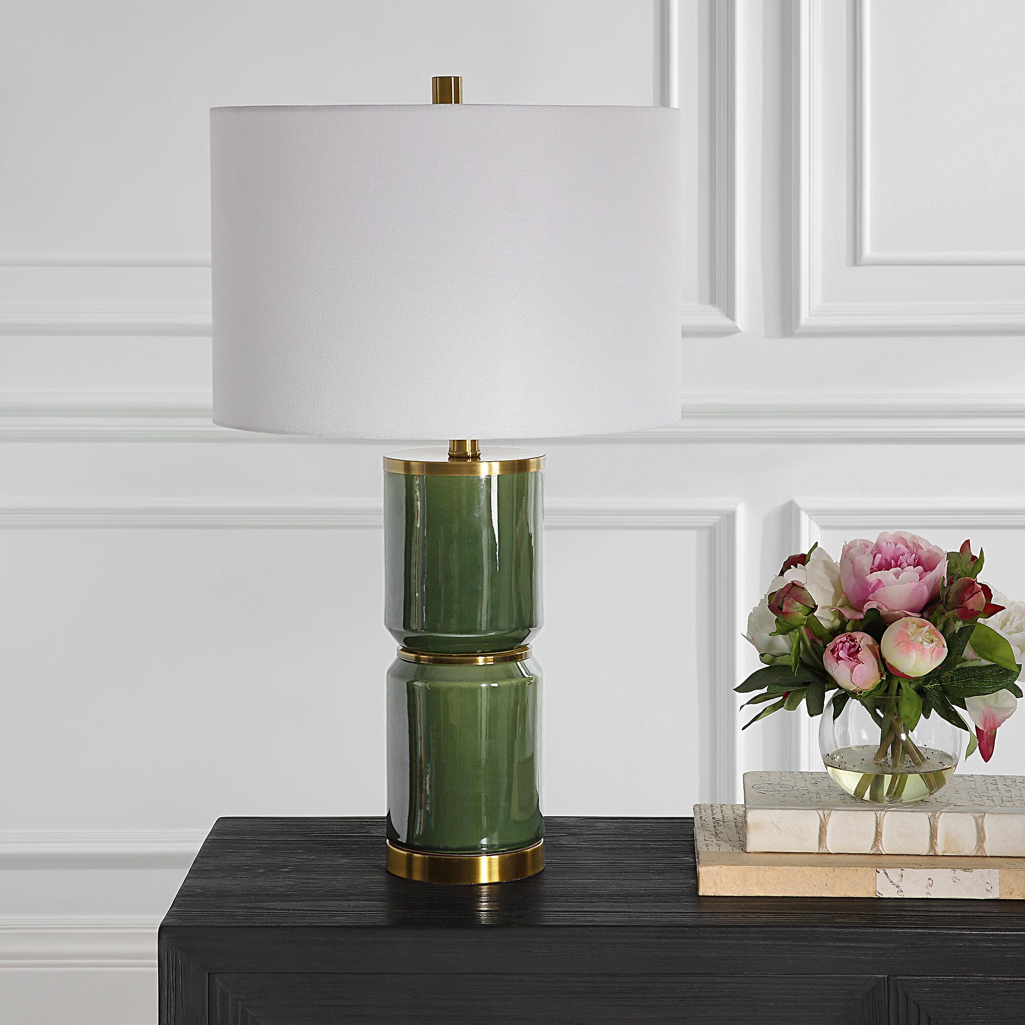 Exalted Living Cylinders Table Lamp, Green, large