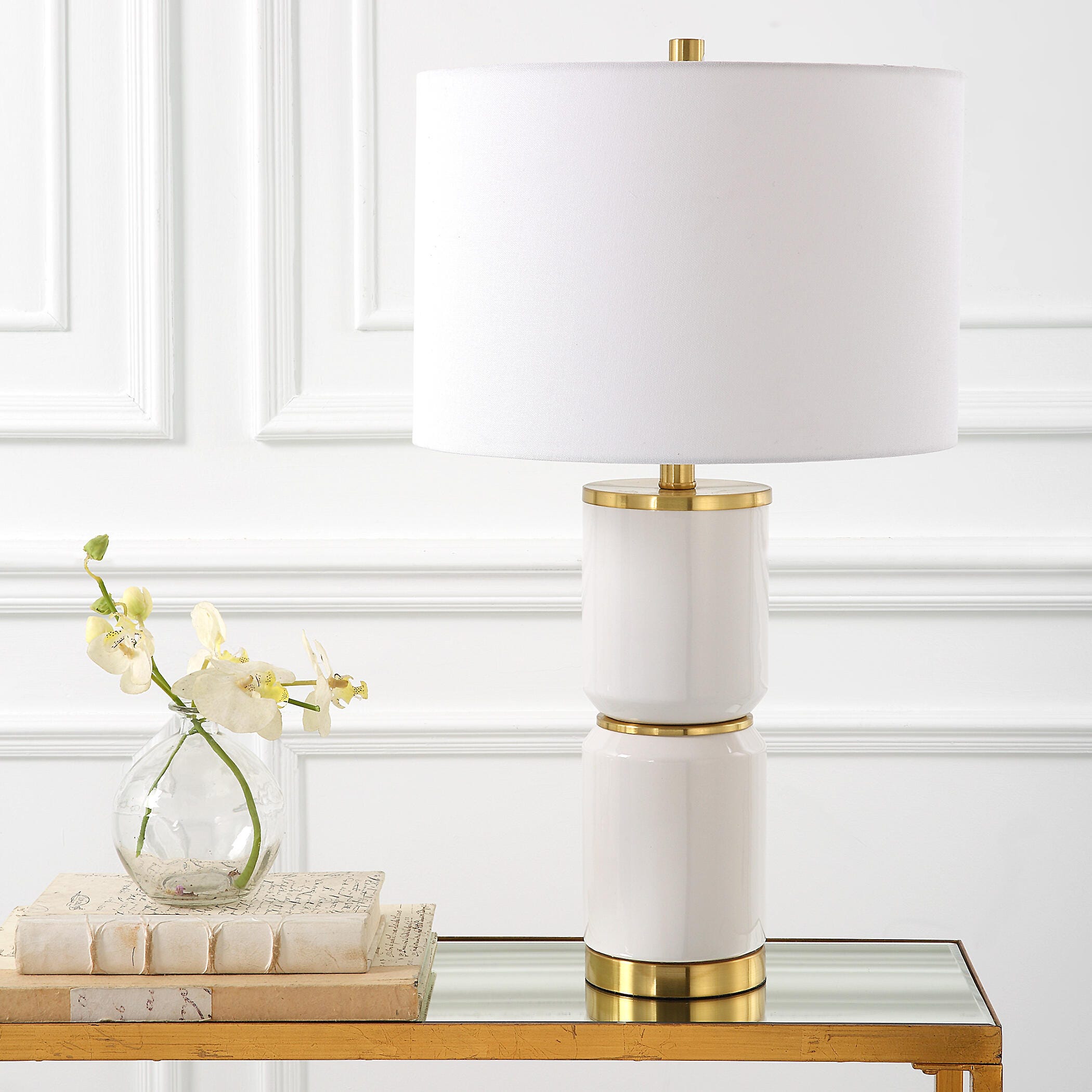 Exalted Living Cylinders Table Lamp, White, large