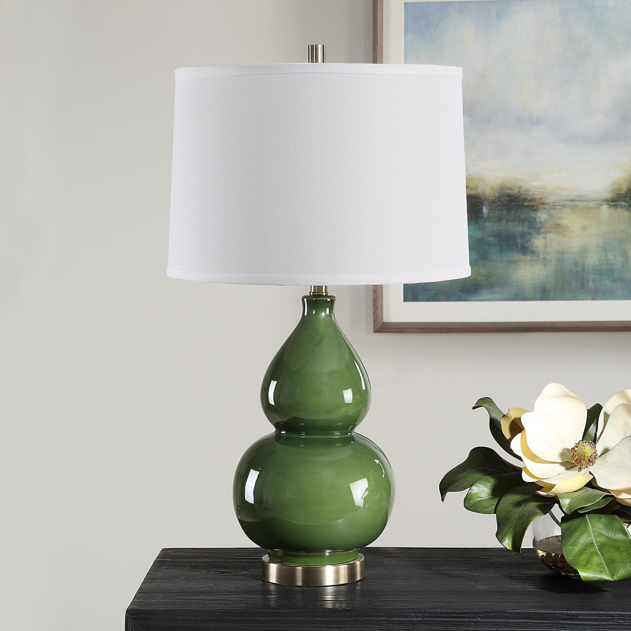 Exalted Living Illuminate Table Lamp, Green, large