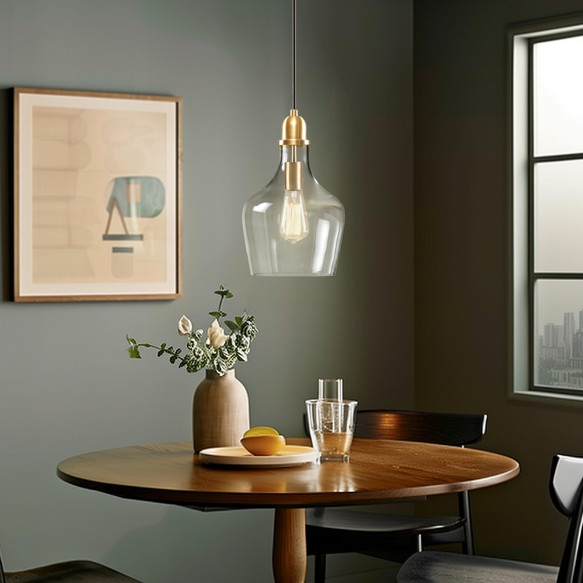Ink+Ivy Auburn Pendant Light, Gold/Clear, large