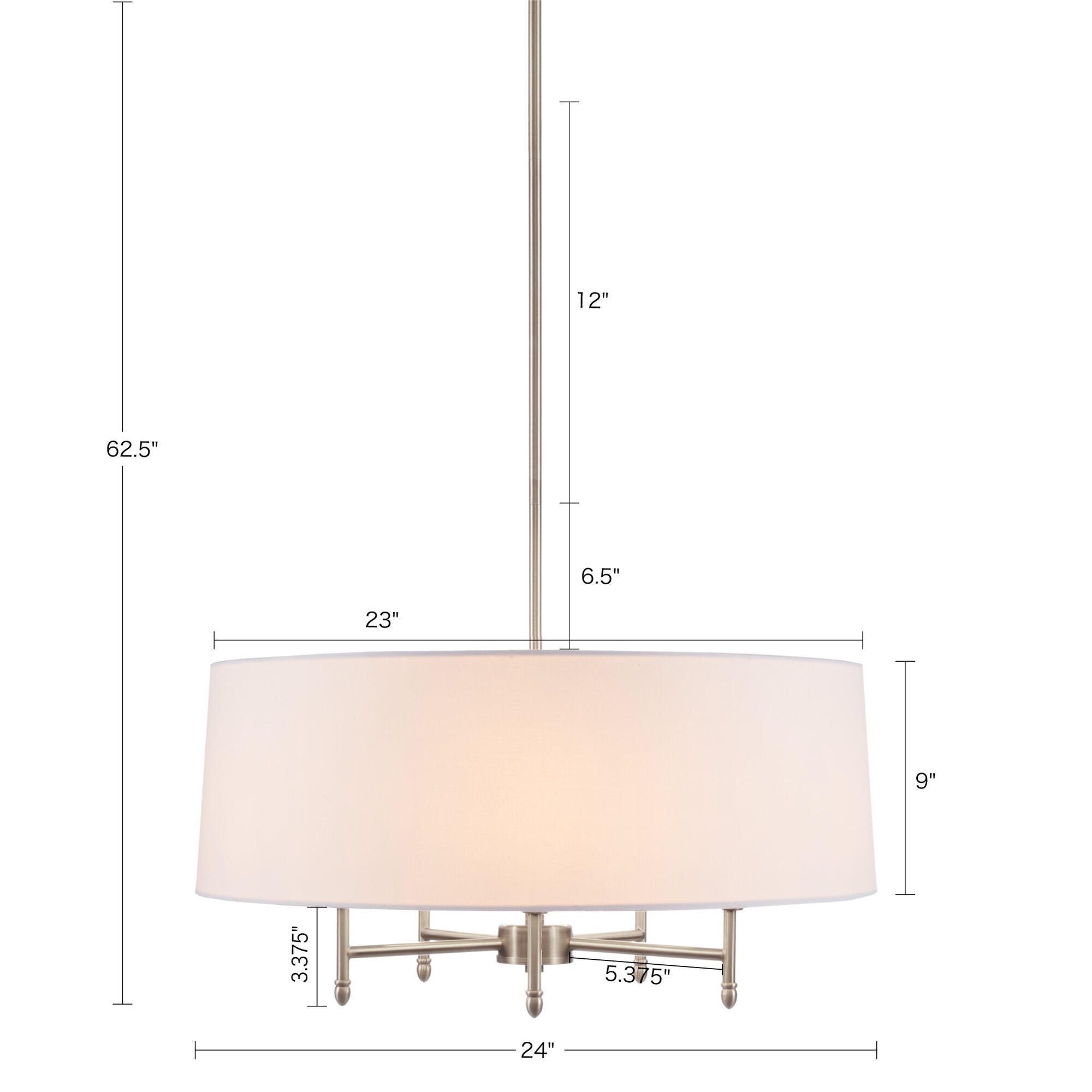 Hampton Hill Presidio 5-Light Chandelier, Silver/White, large