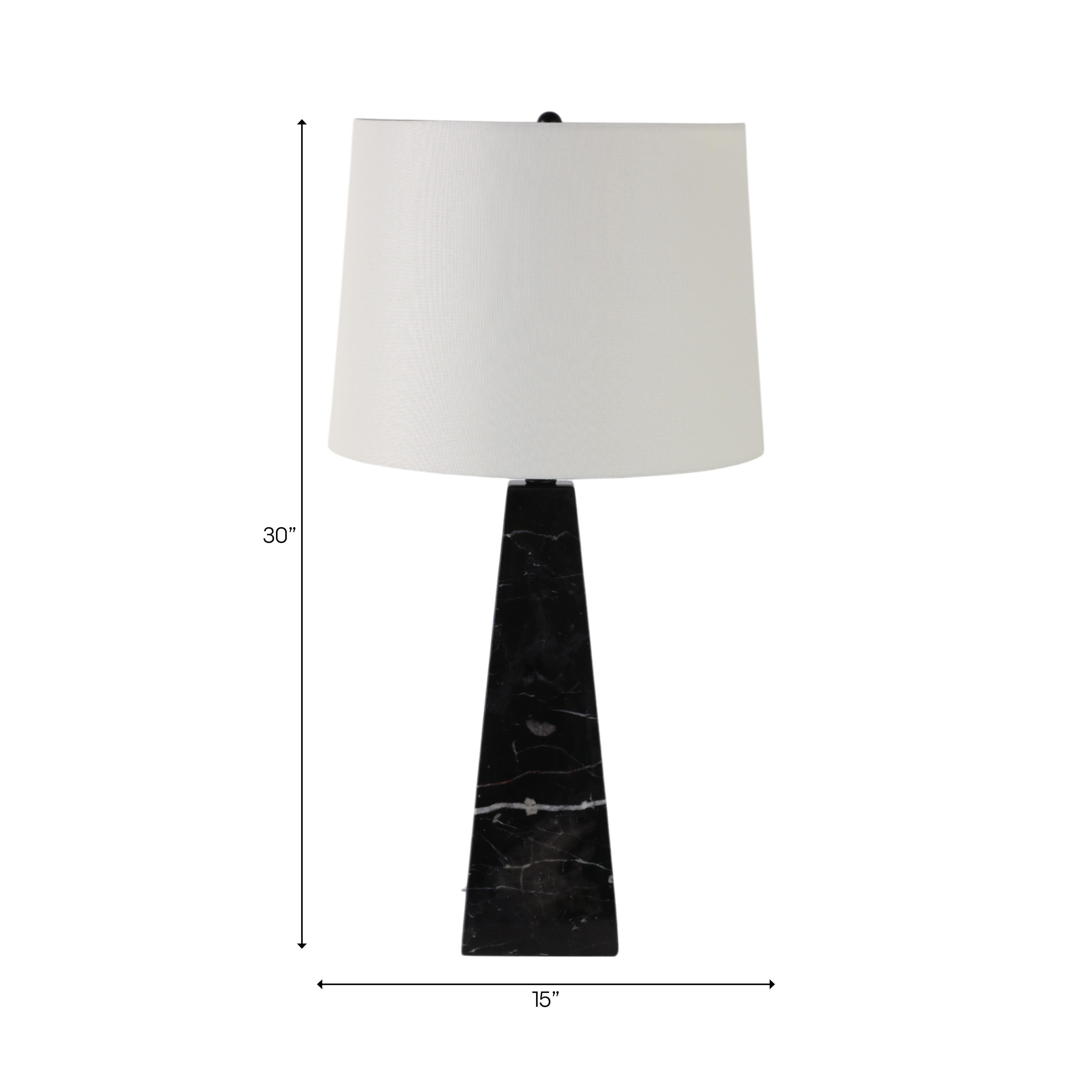 Ashley Luxe 30 x 16” Tapered Marble Lamp, Black, , large