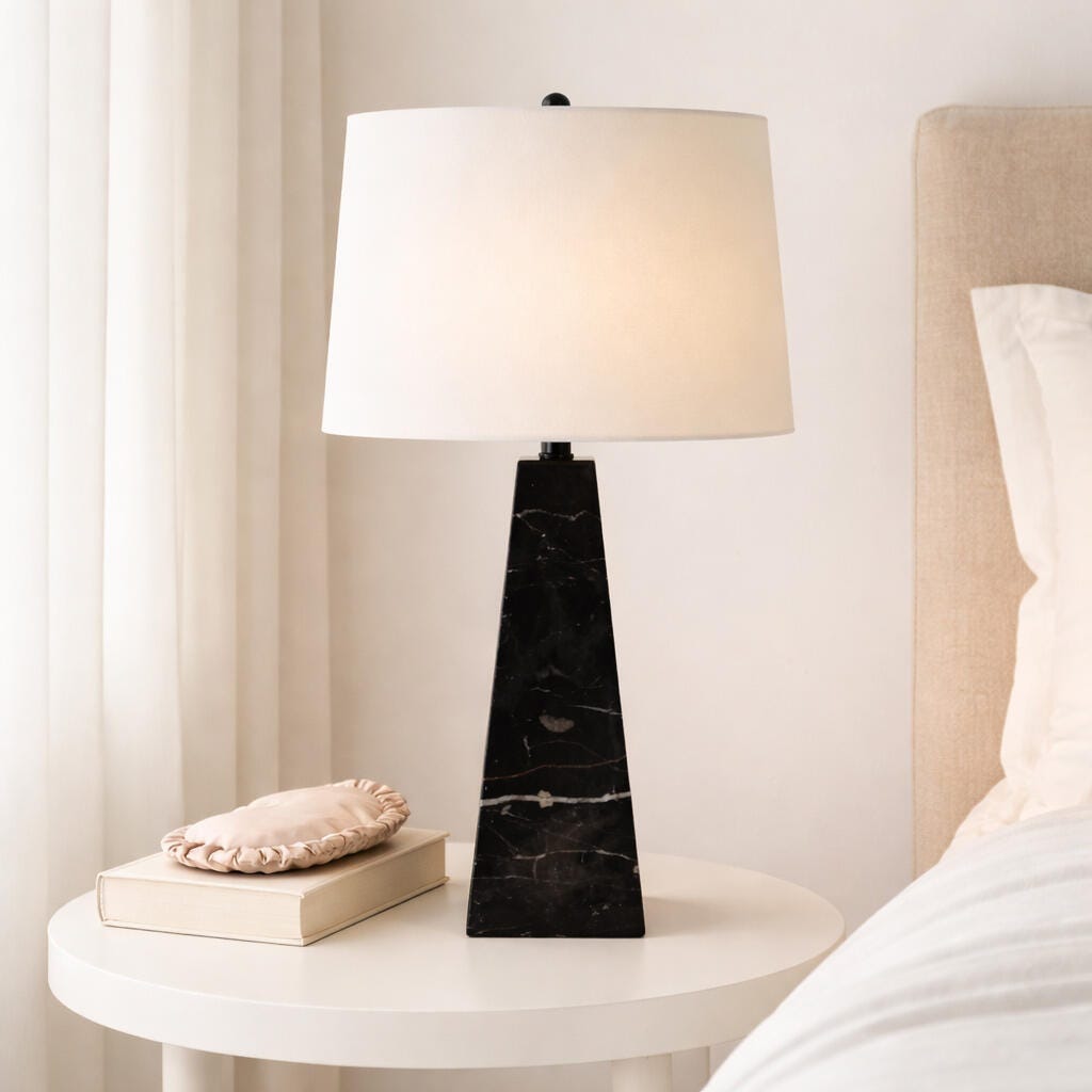 Ashley Luxe 30 x 16” Tapered Marble Lamp, Black, , large