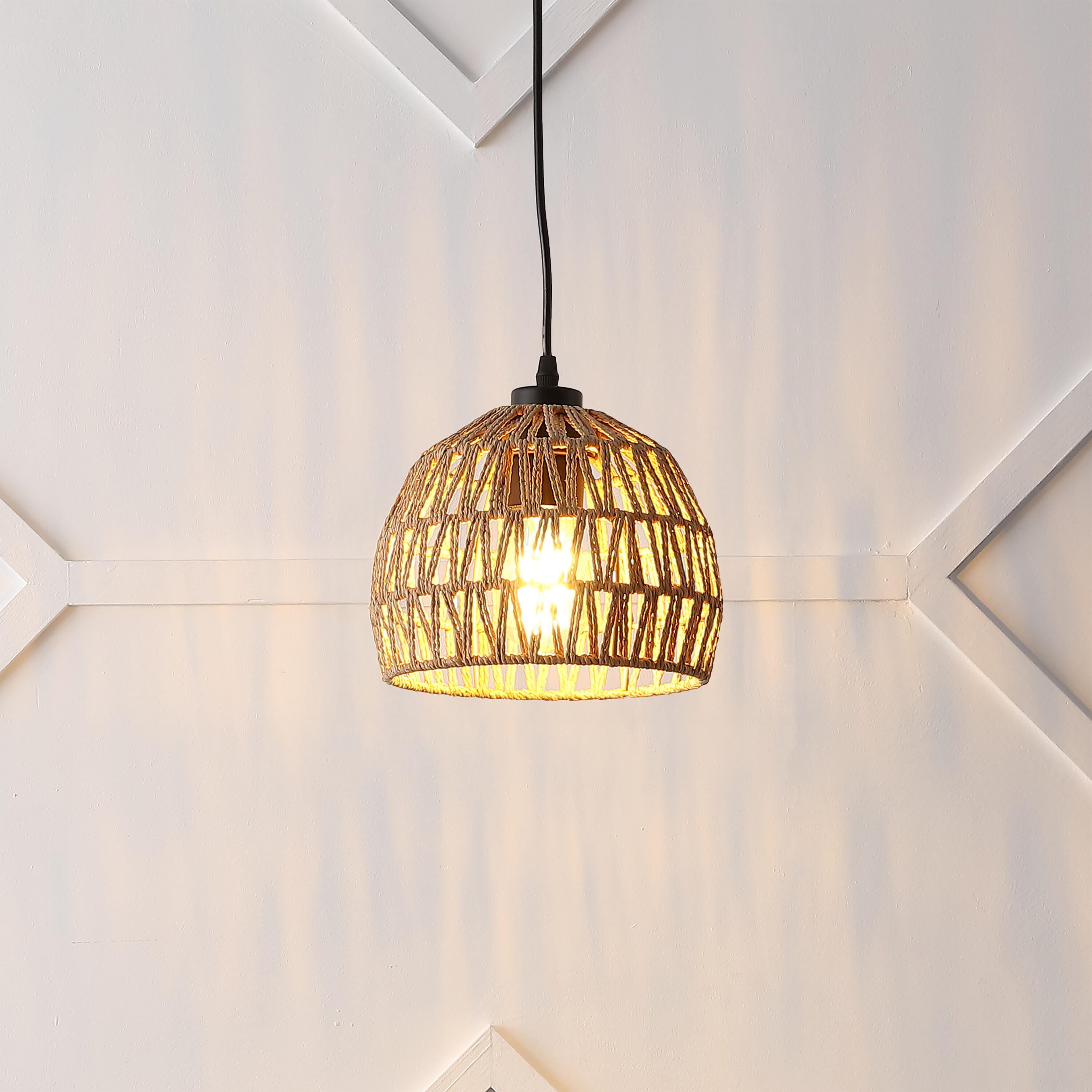 JONATHAN Y Campana Pendant Light, Brown, rollover