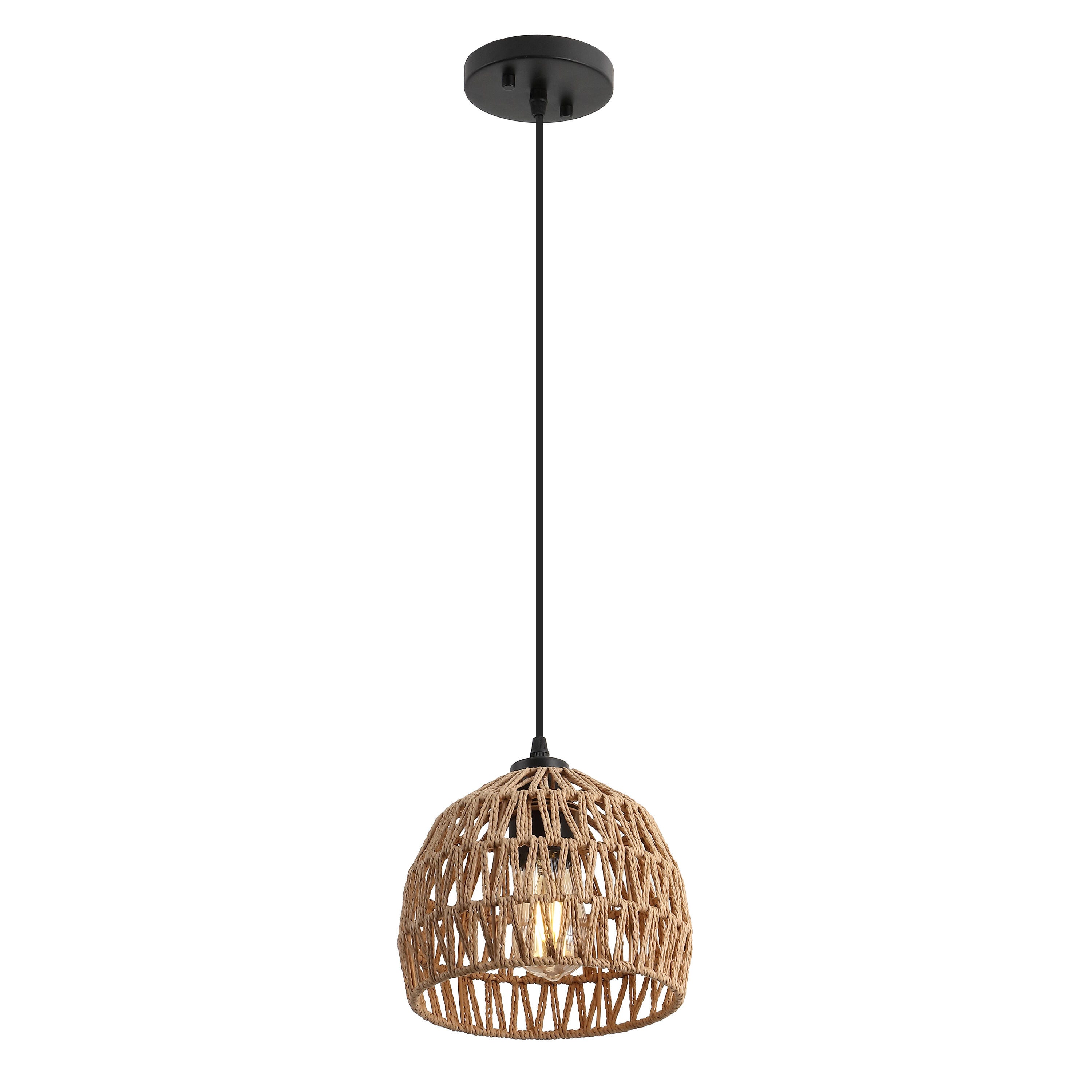 JONATHAN Y Campana Pendant Light, Brown, large