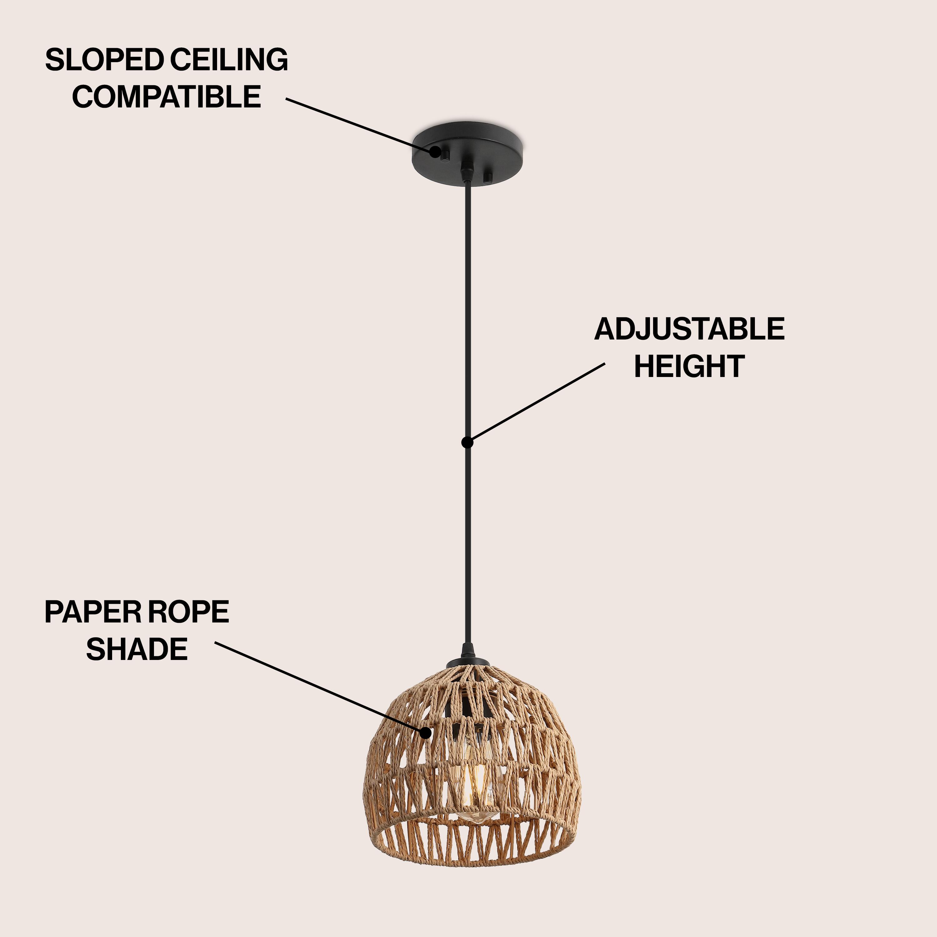 JONATHAN Y Campana Pendant Light, Brown, large