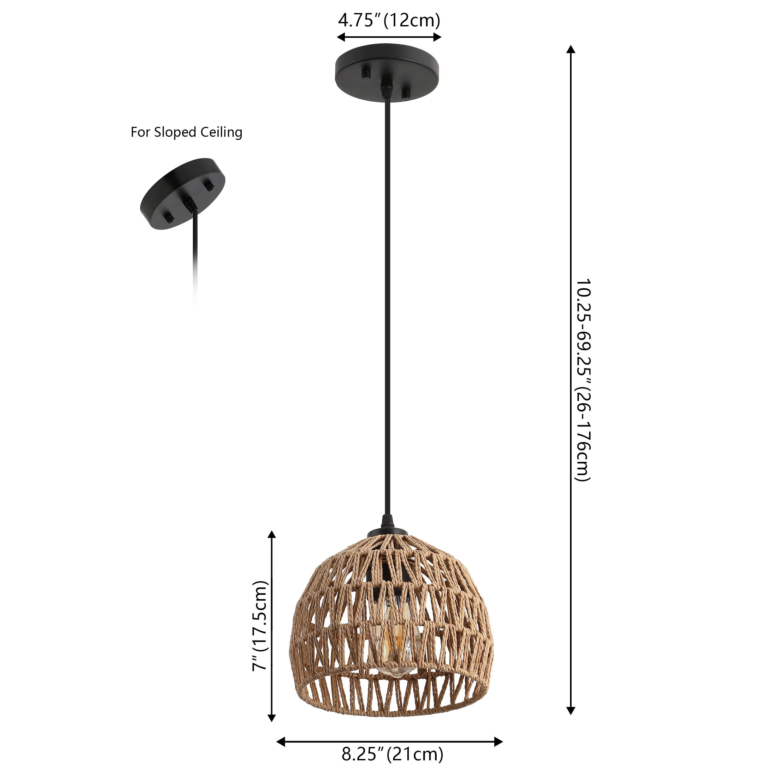 JONATHAN Y Campana Pendant Light, Brown, large