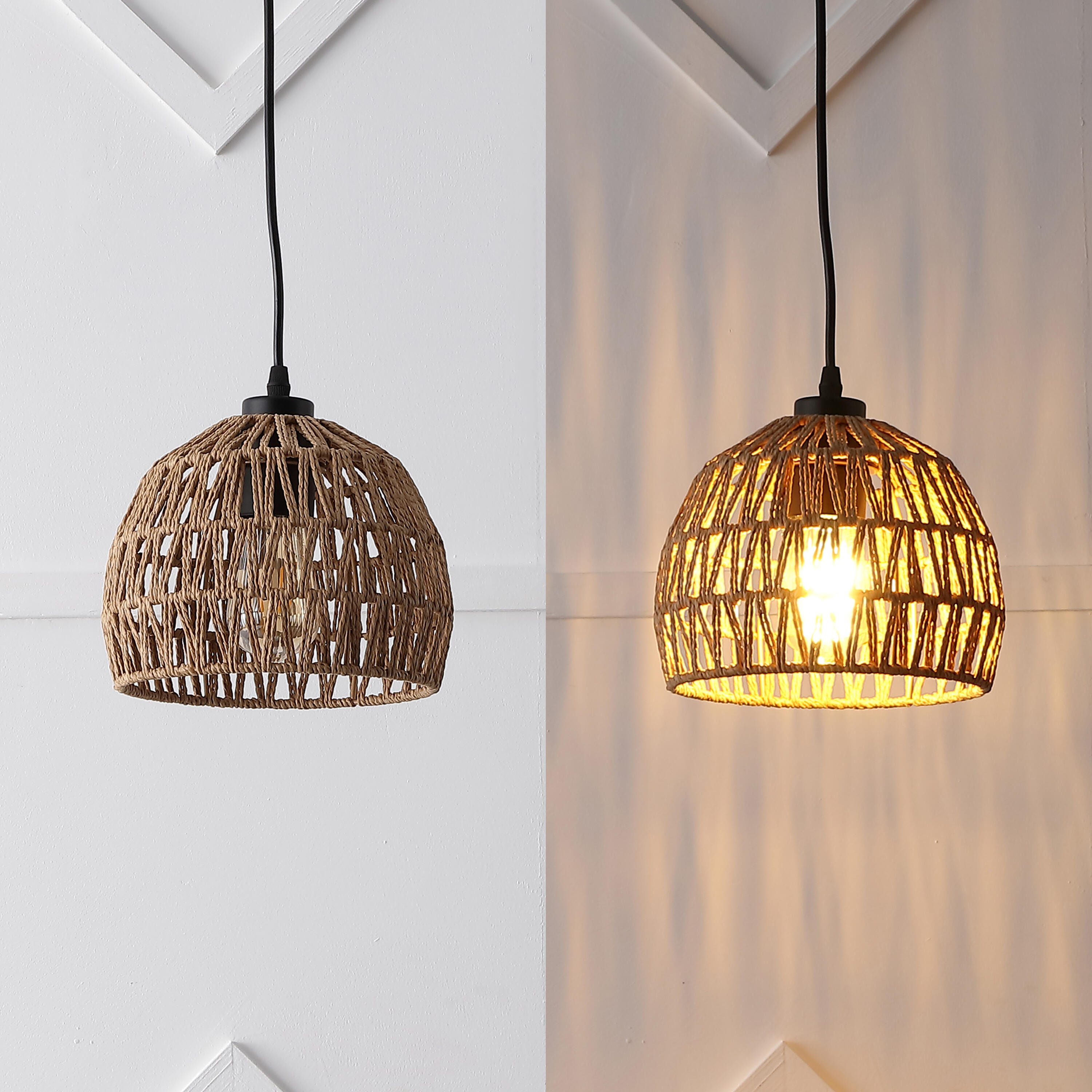 JONATHAN Y Campana Pendant Light, Brown, large