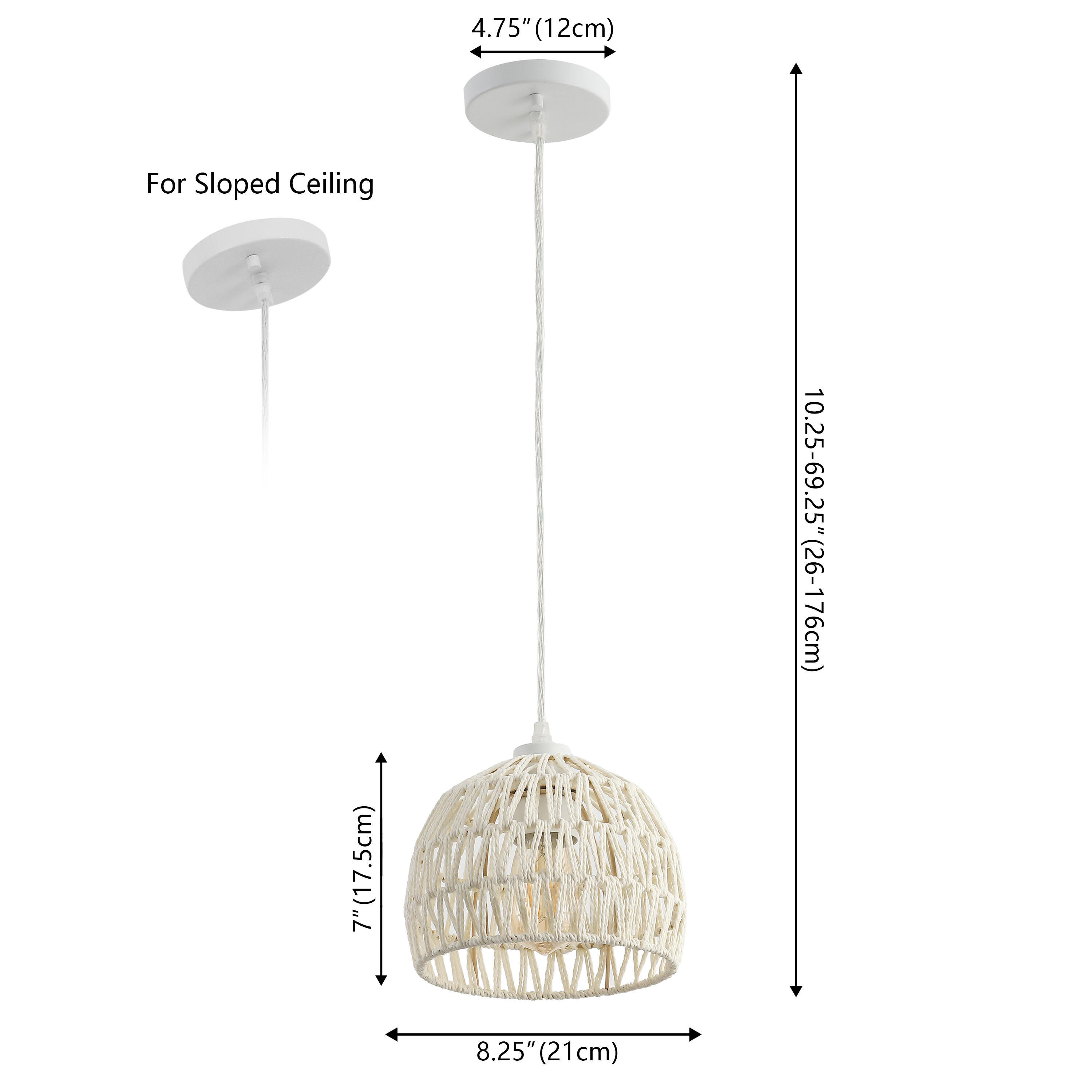 JONATHAN Y Campana Pendant Light, Cream, large