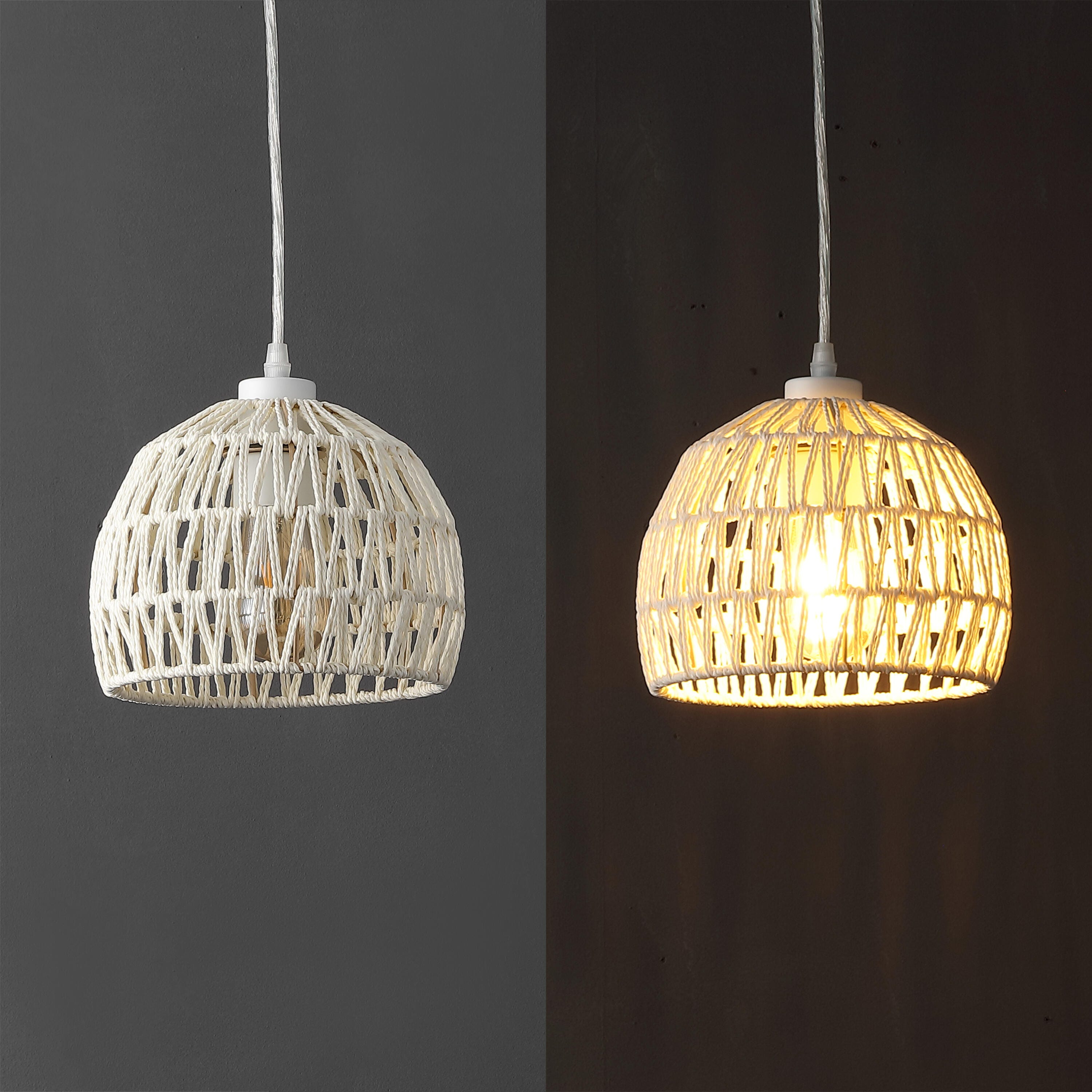 JONATHAN Y Campana Pendant Light, Cream, large