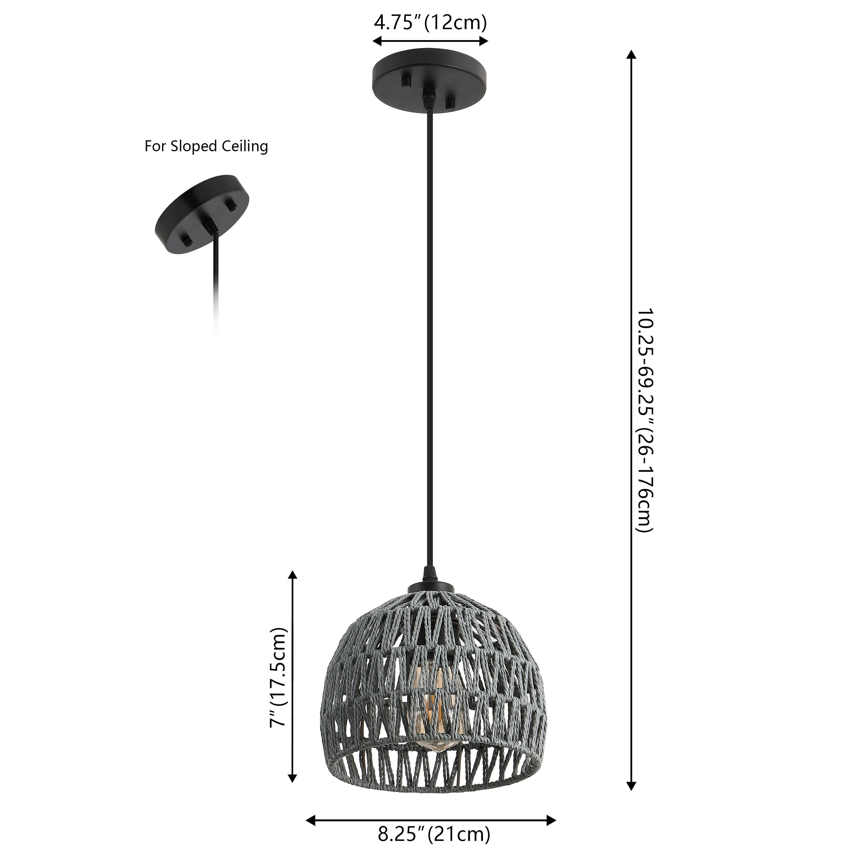 JONATHAN Y Campana Pendant Light, Gray, large