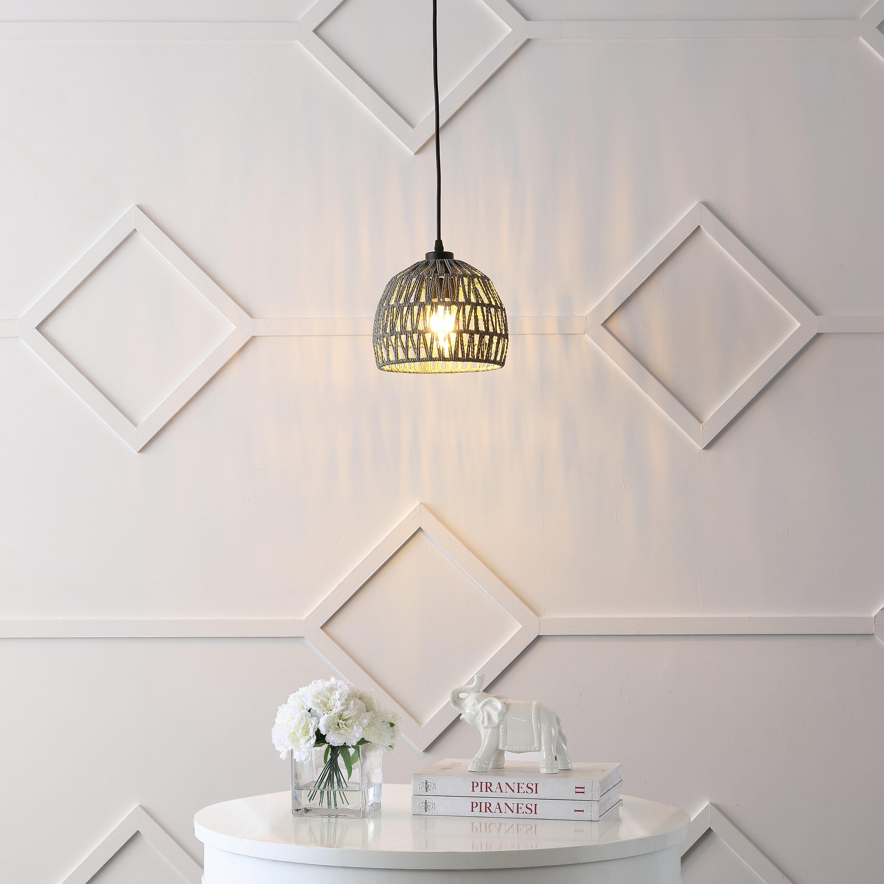JONATHAN Y Campana Pendant Light, Gray, large