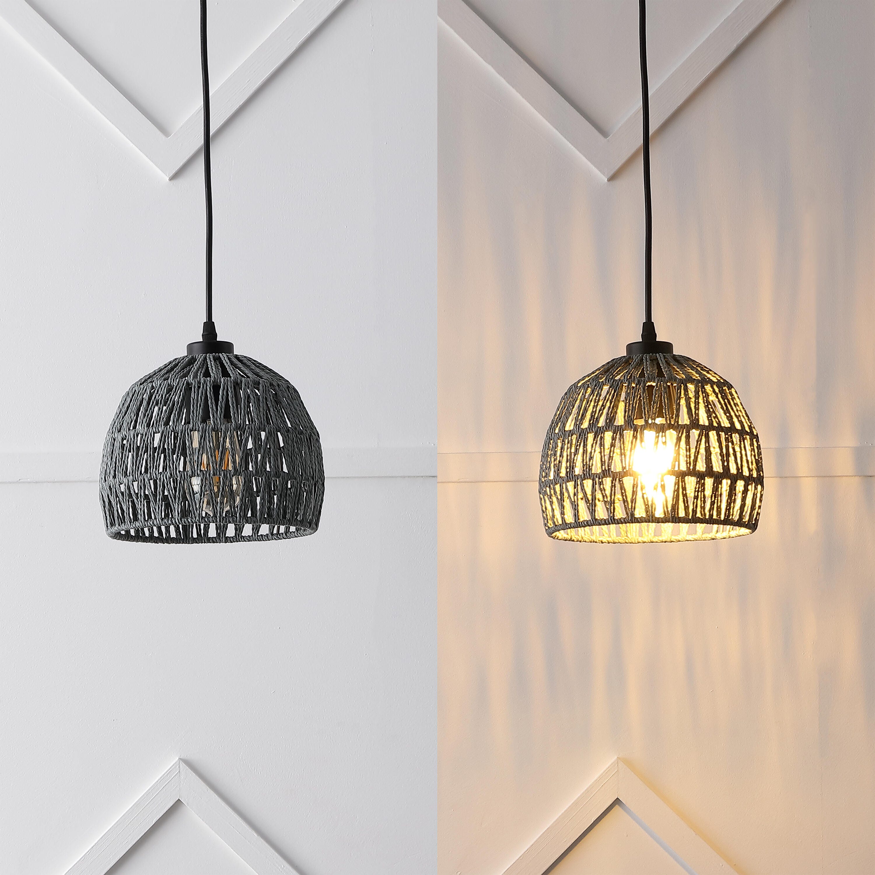 JONATHAN Y Campana Pendant Light, Gray, large