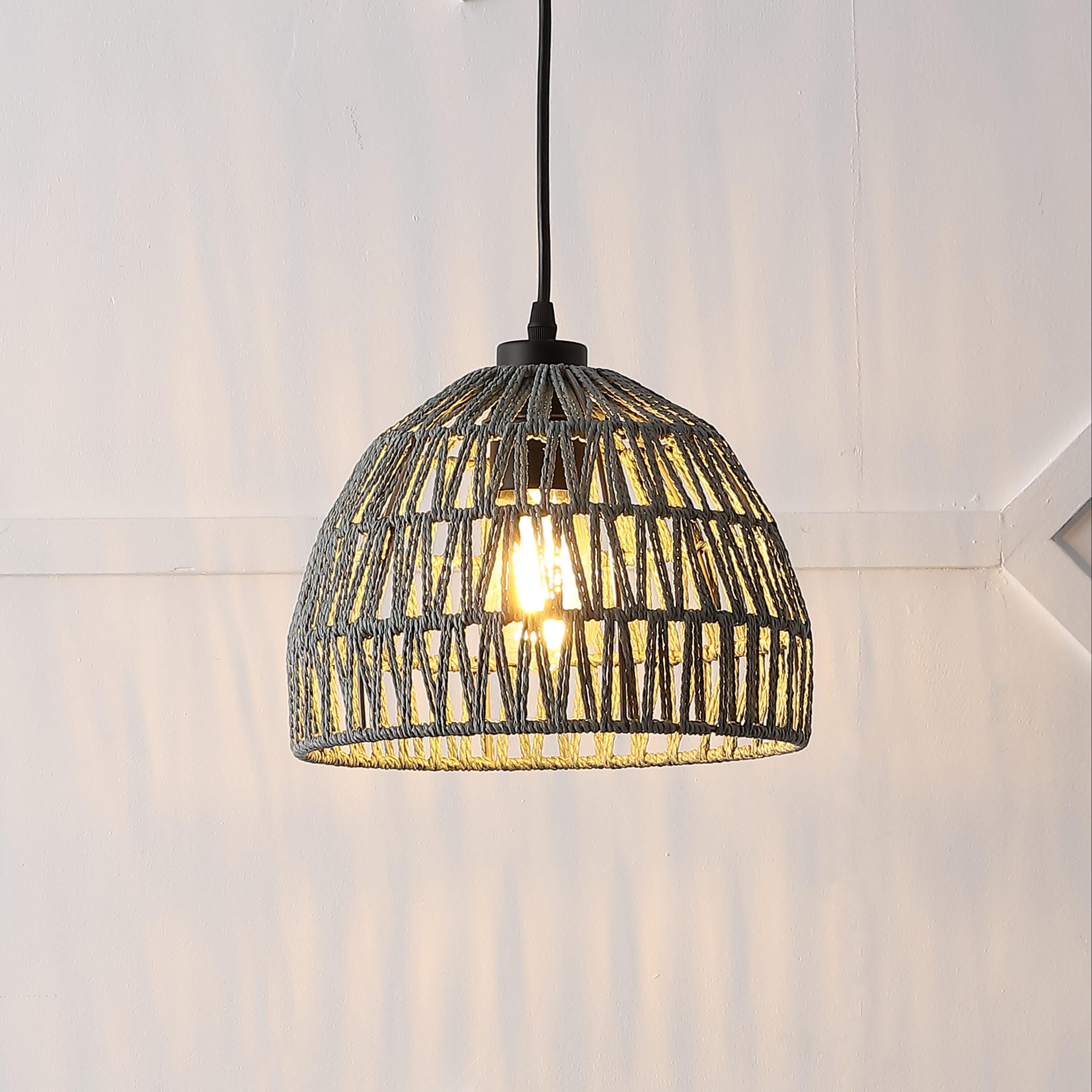 JONATHAN Y Campana Tall Pendant Light, Gray, rollover