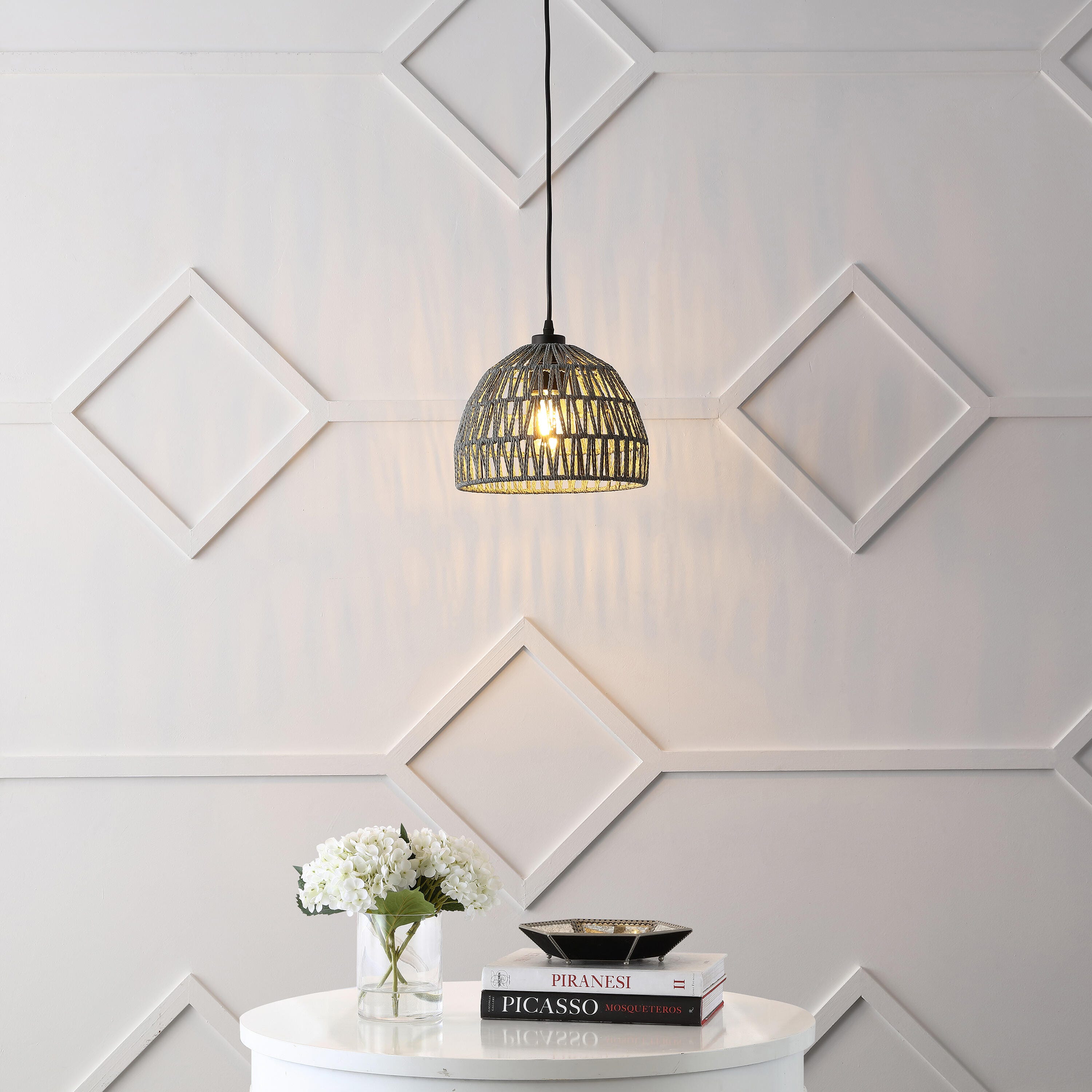 JONATHAN Y Campana Tall Pendant Light, Gray, large