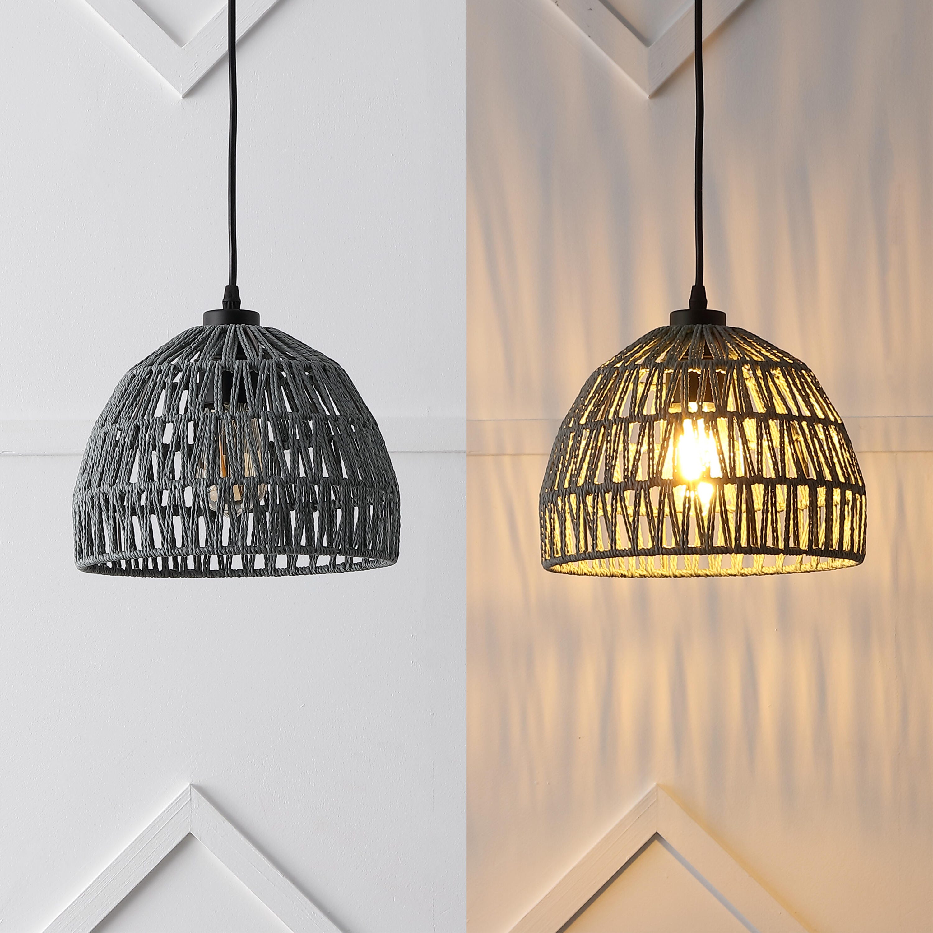 JONATHAN Y Campana Tall Pendant Light, Gray, large