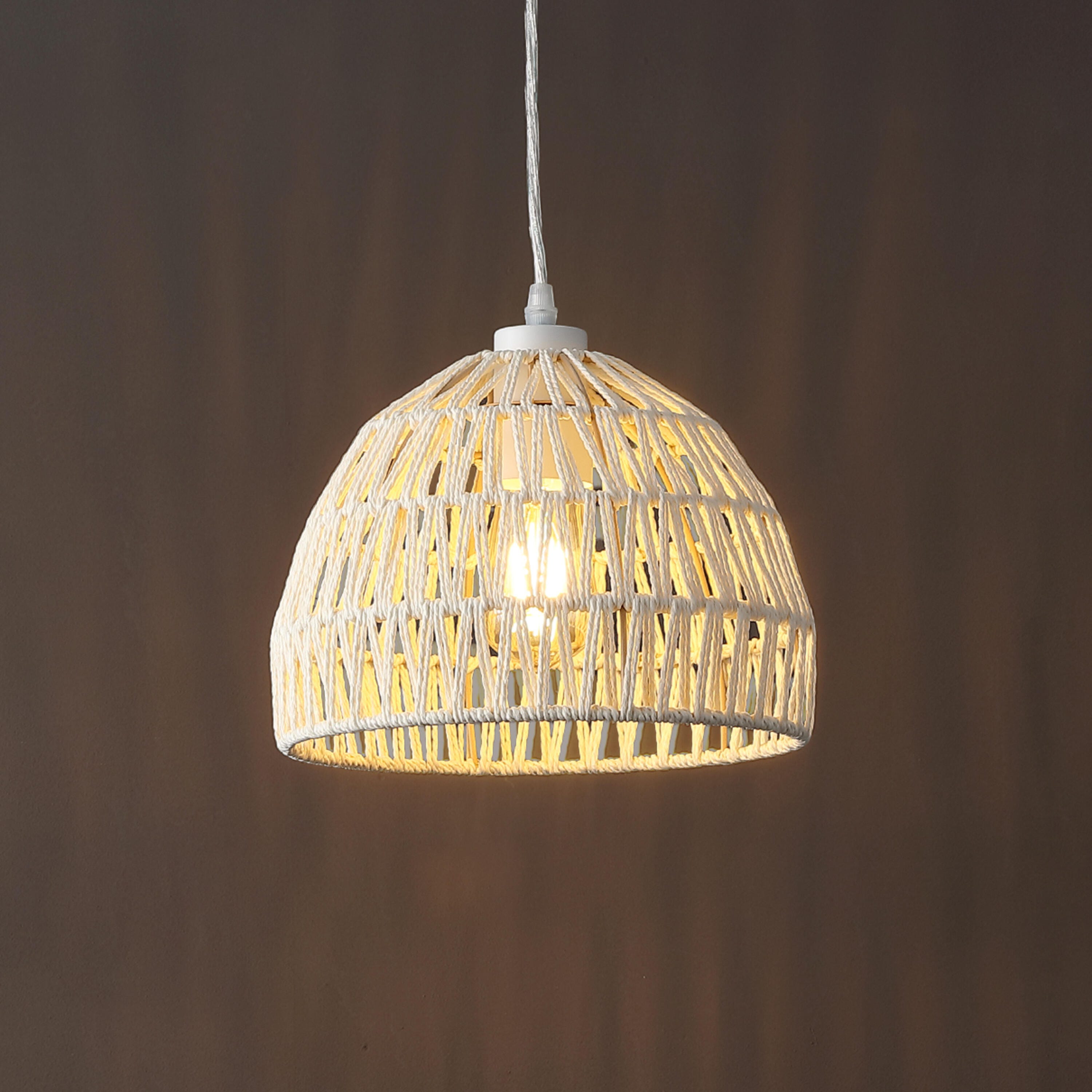 JONATHAN Y Campana Tall Pendant Light, Cream, rollover