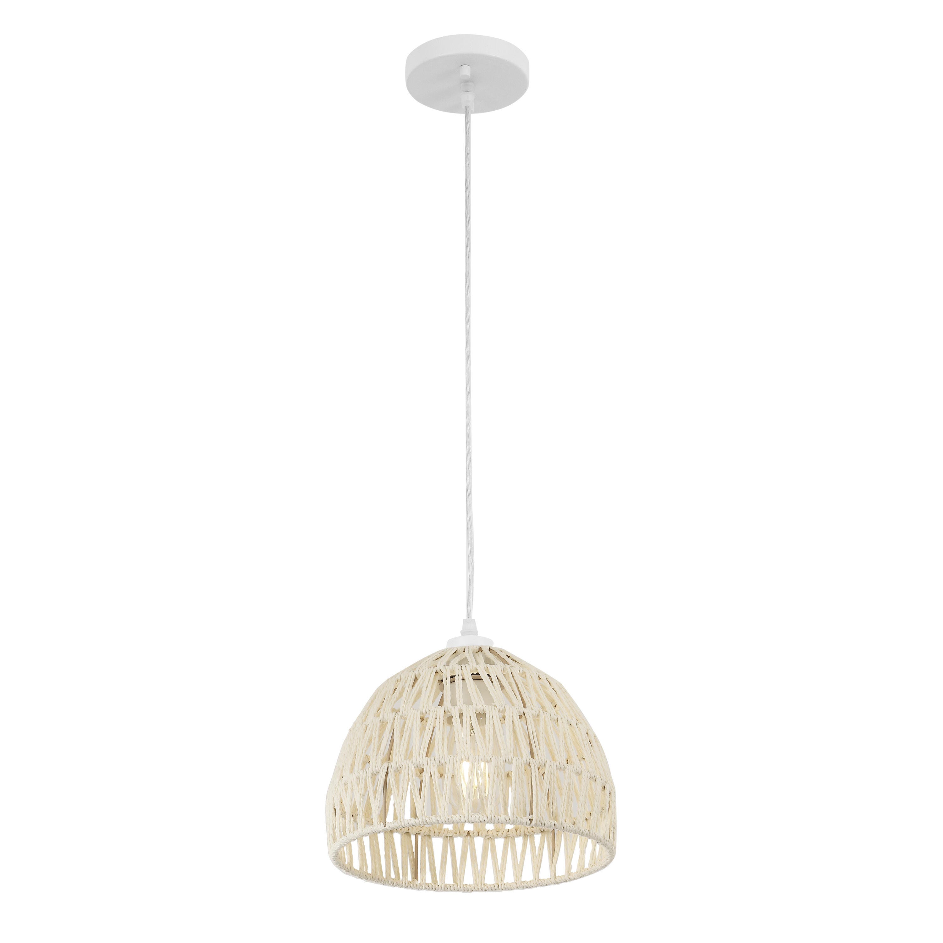 JONATHAN Y Campana Tall Pendant Light, Cream, large