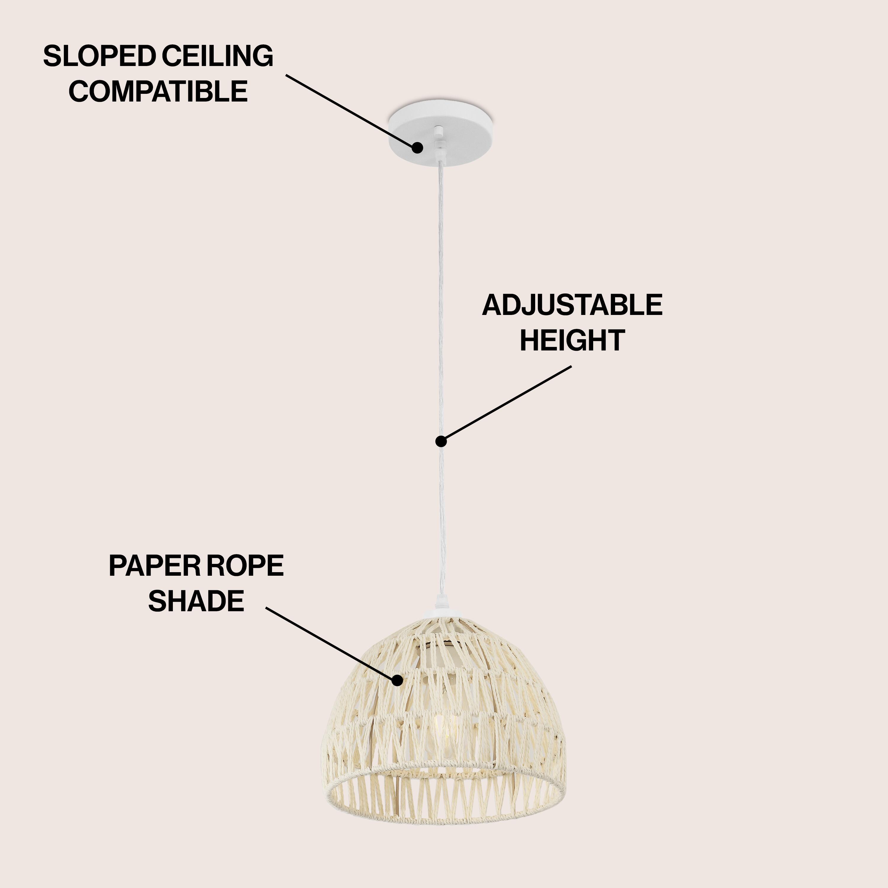 JONATHAN Y Campana Tall Pendant Light, Cream, large