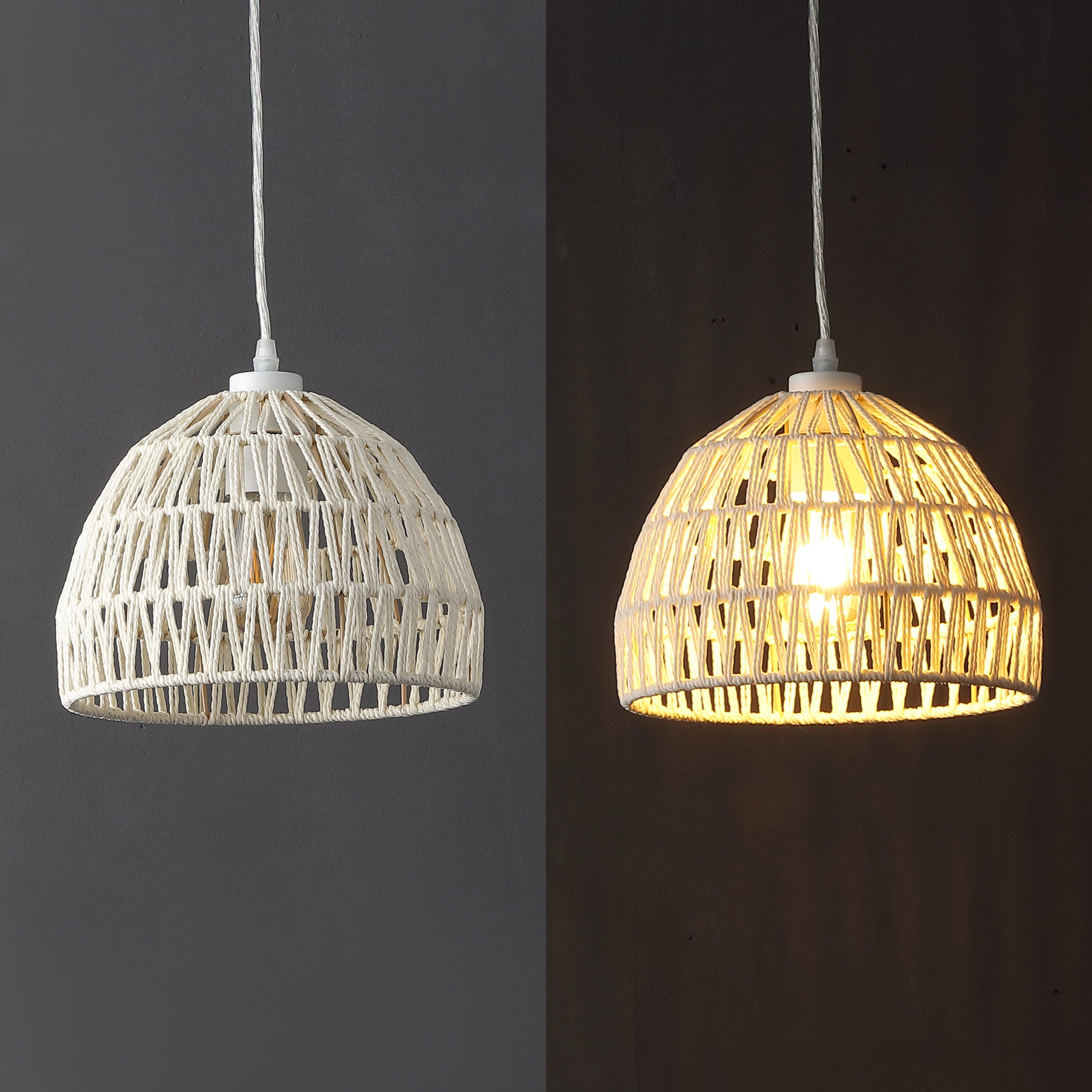 JONATHAN Y Campana Tall Pendant Light, Cream, large