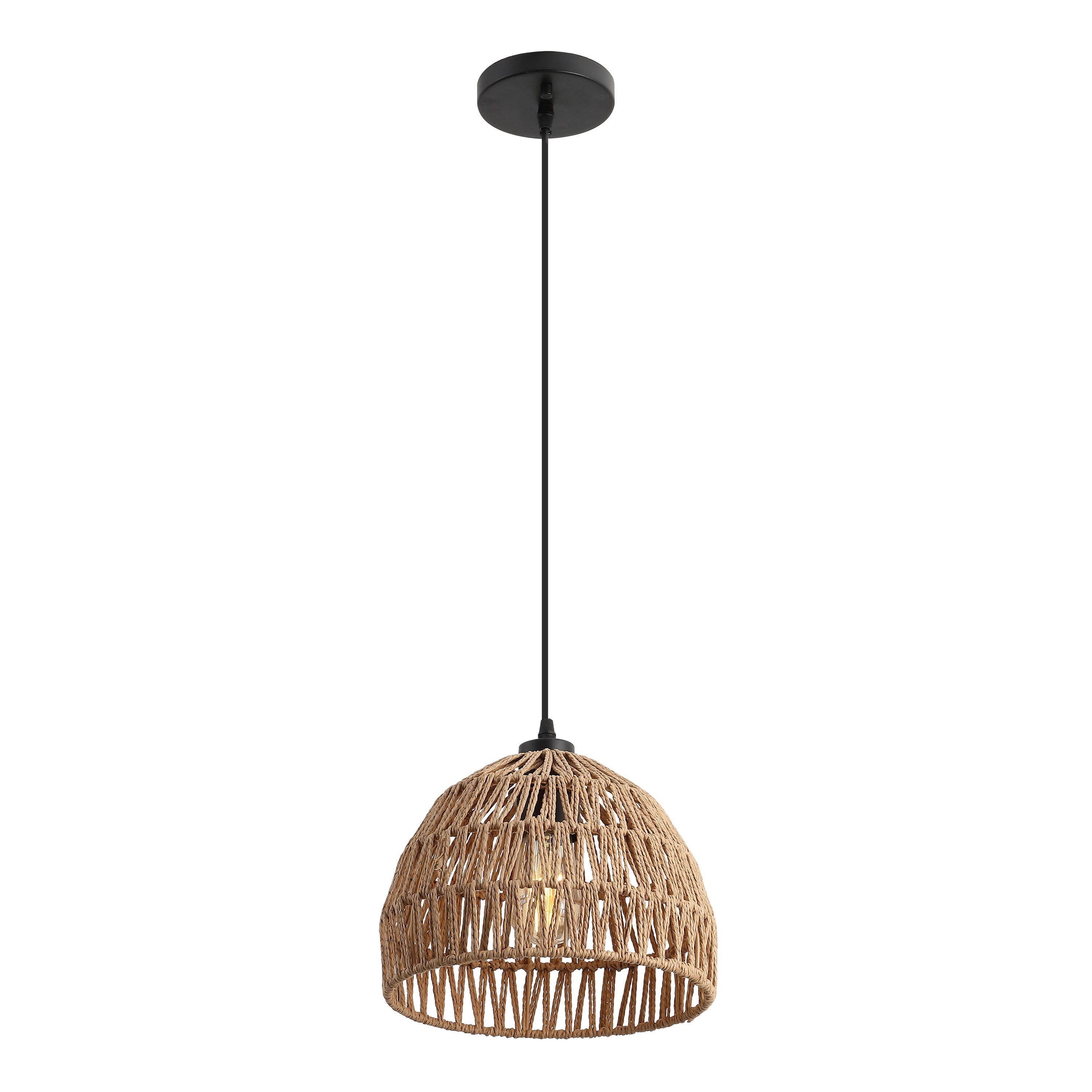JONATHAN Y Campana Tall Pendant Light, Brown, large