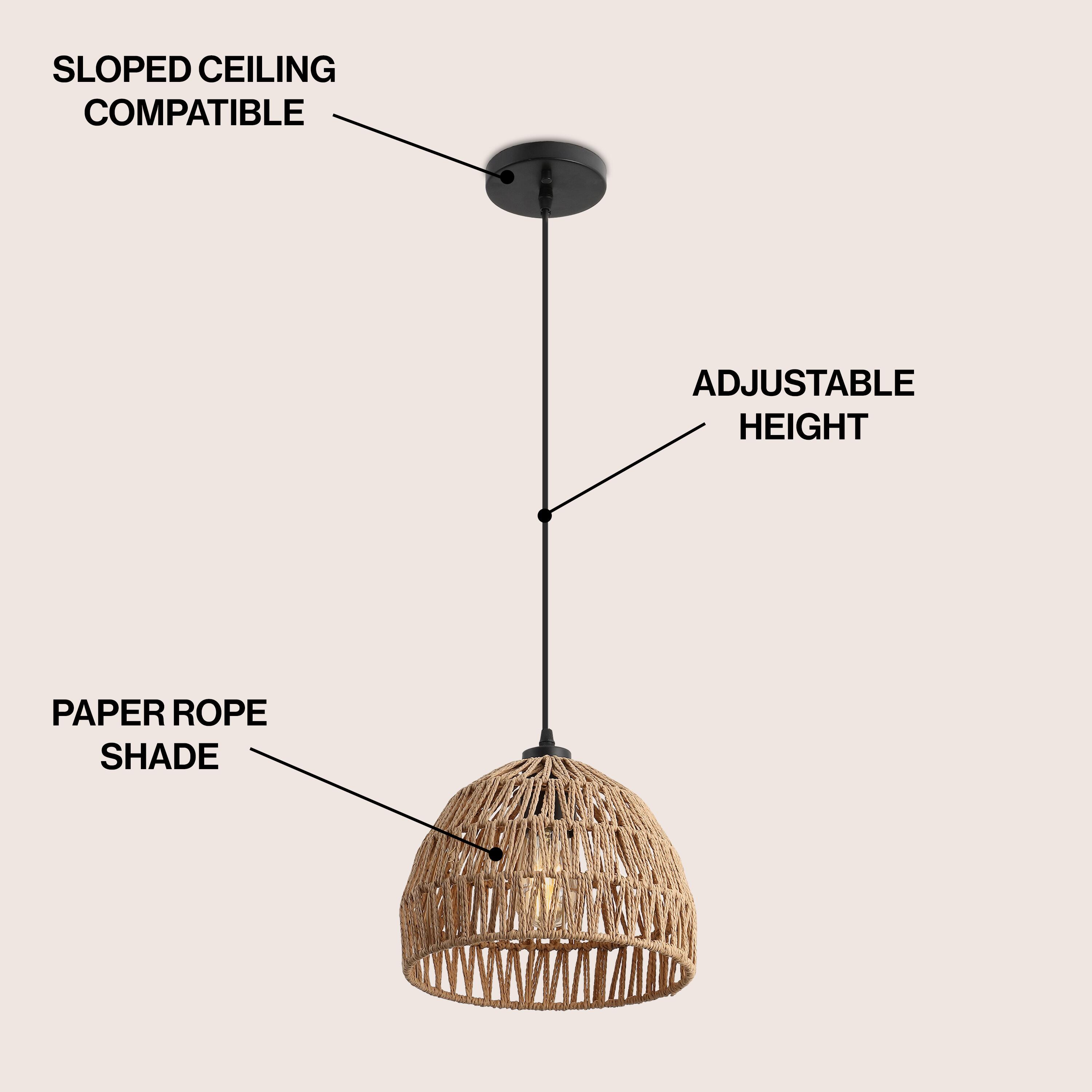 JONATHAN Y Campana Tall Pendant Light, Brown, large