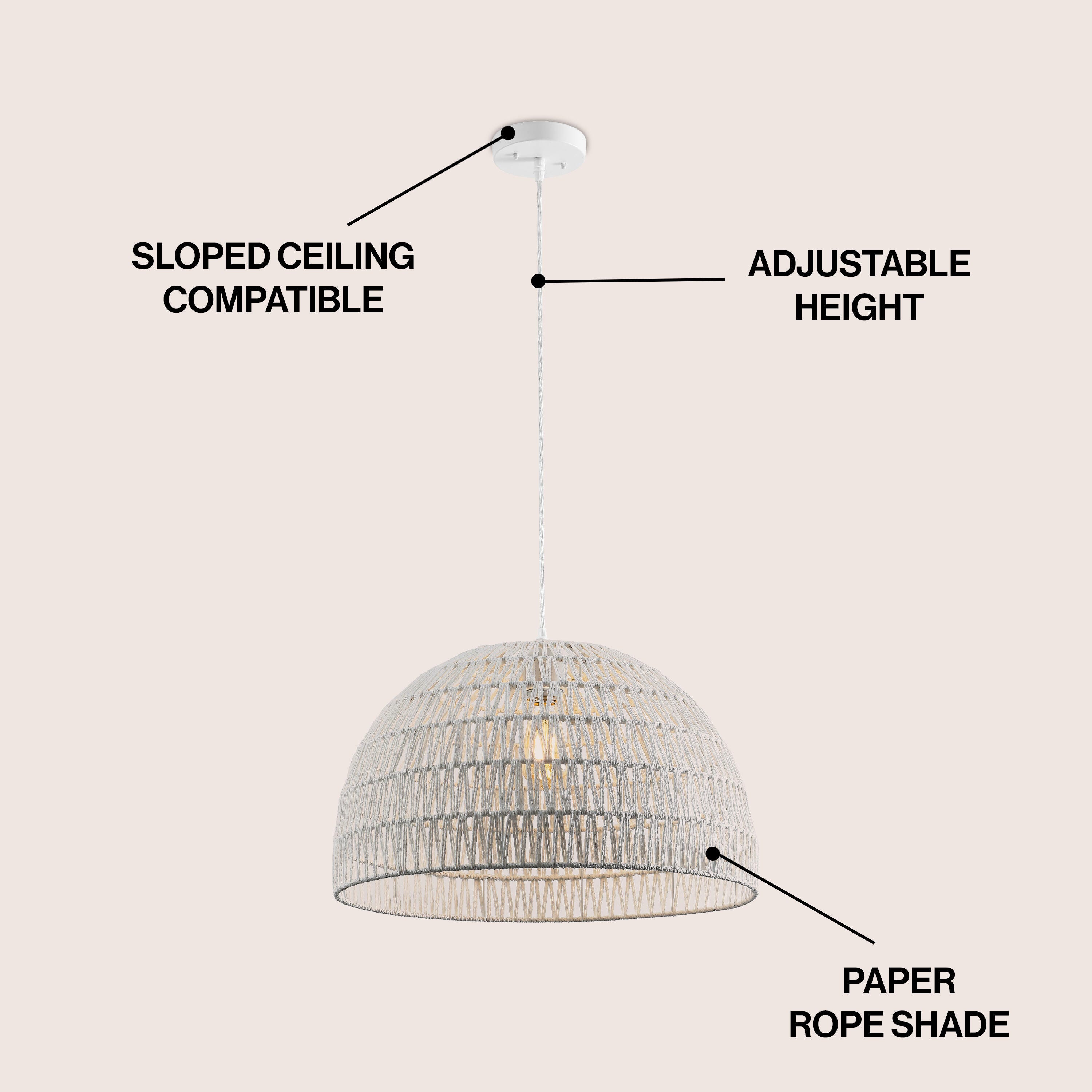 JONATHAN Y Campana Wide Pendant Light, , large