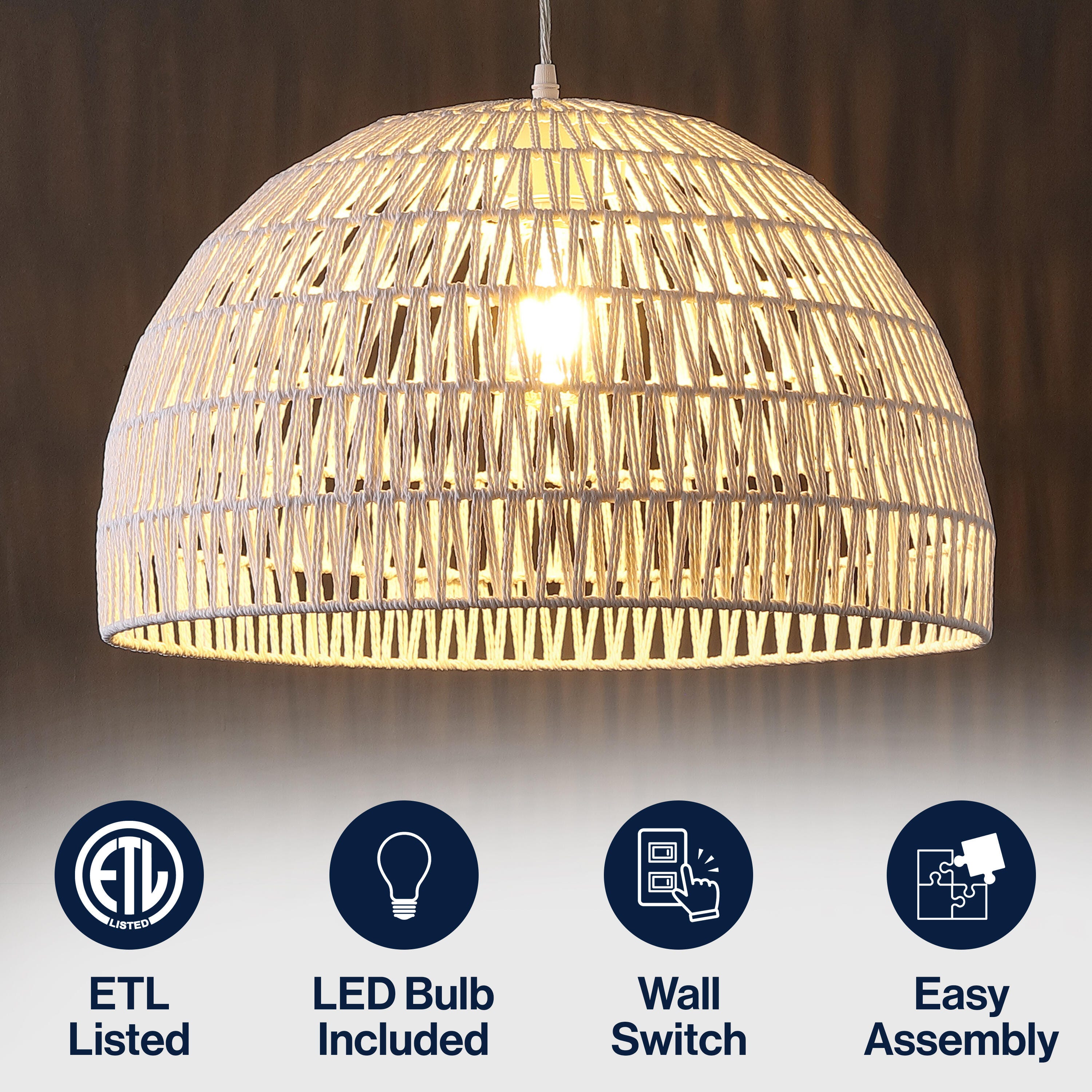 JONATHAN Y Campana Wide Pendant Light, , large
