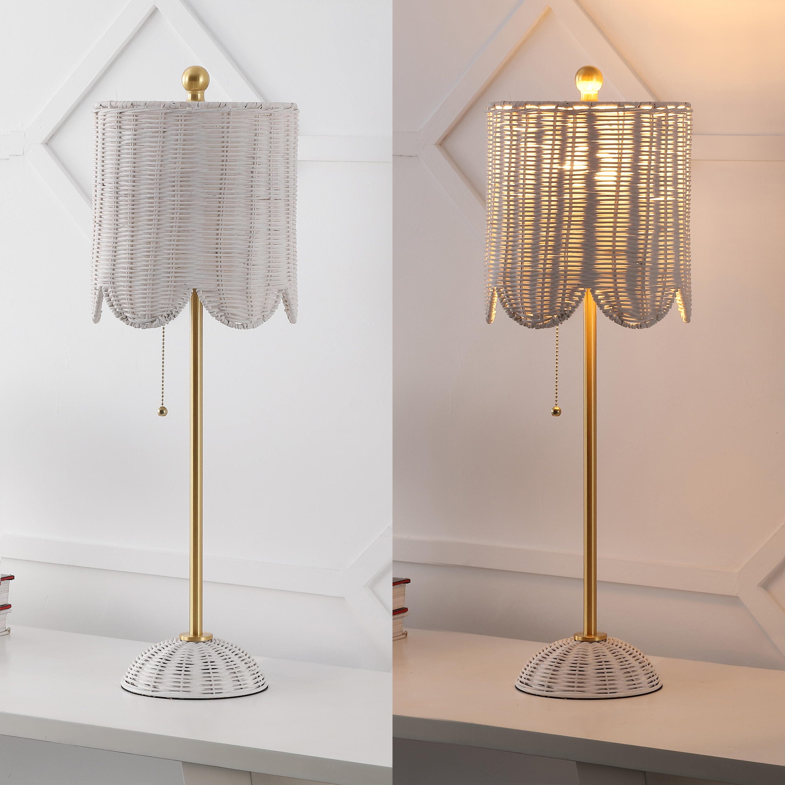 JONATHAN Y Celerie Table Lamp (Set of 2), White/Brass Gold, large