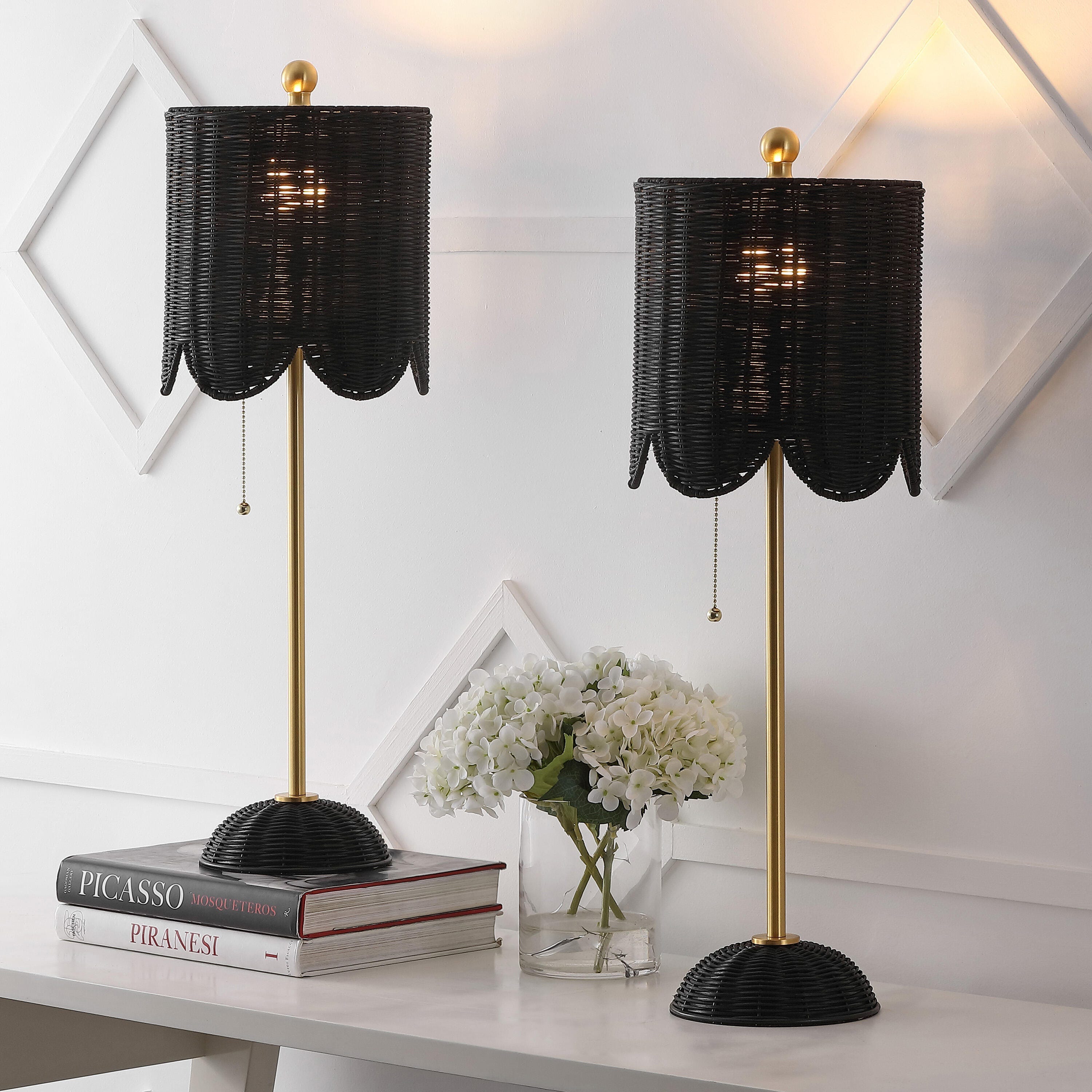 JONATHAN Y Celerie Table Lamp (Set of 2), Black/Brass Gold, rollover