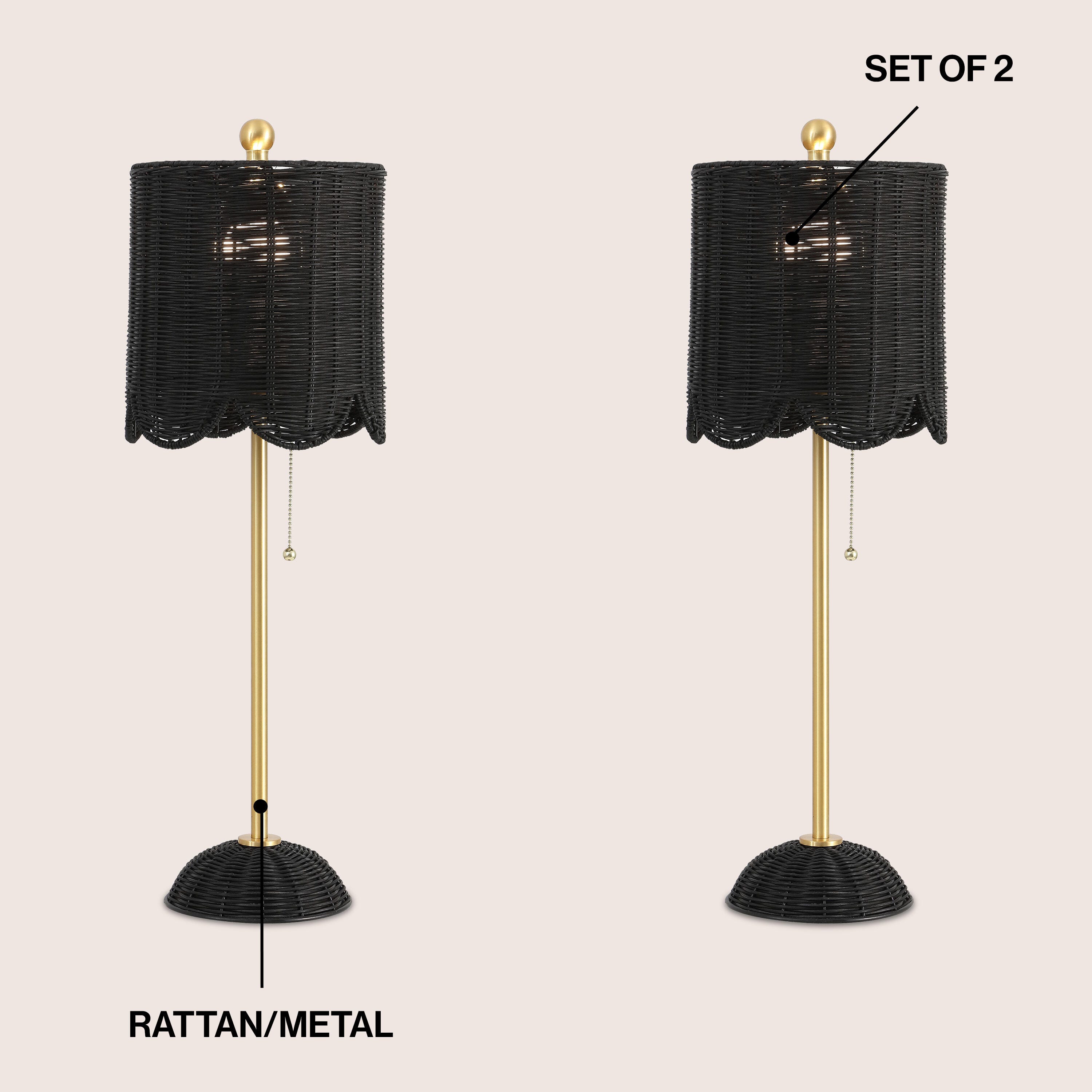 JONATHAN Y Celerie Table Lamp (Set of 2), Black/Brass Gold, large