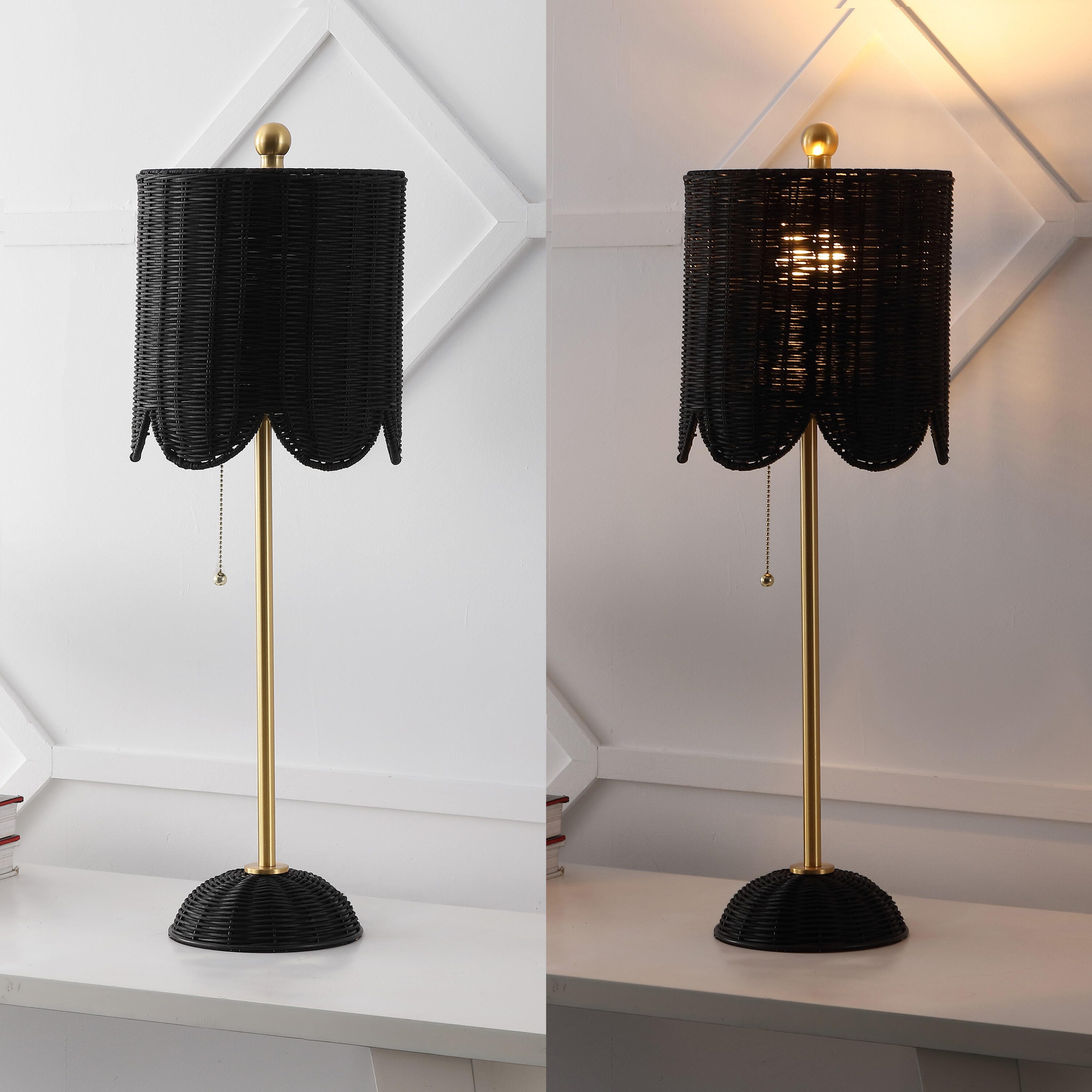 JONATHAN Y Celerie Table Lamp (Set of 2), Black/Brass Gold, large