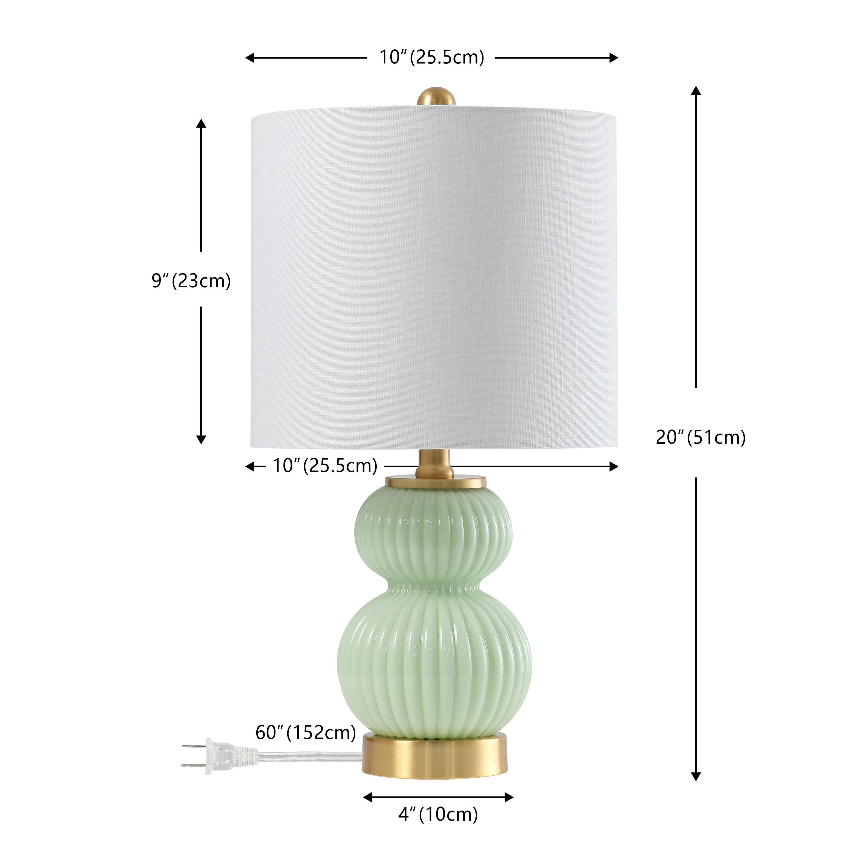 JONATHAN Y Daphne Table Lamp, Mint Green, large