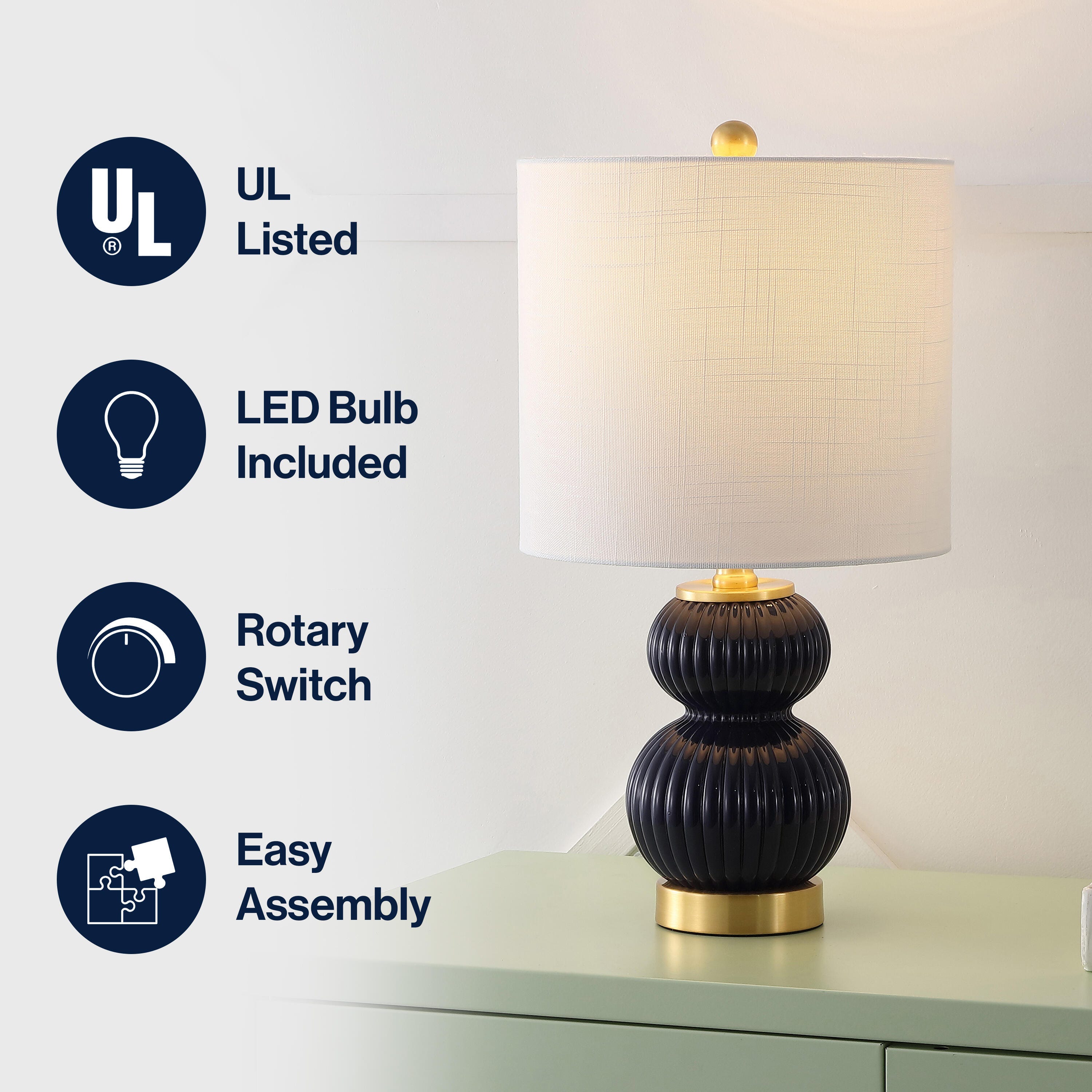JONATHAN Y Daphne Table Lamp, Navy, large