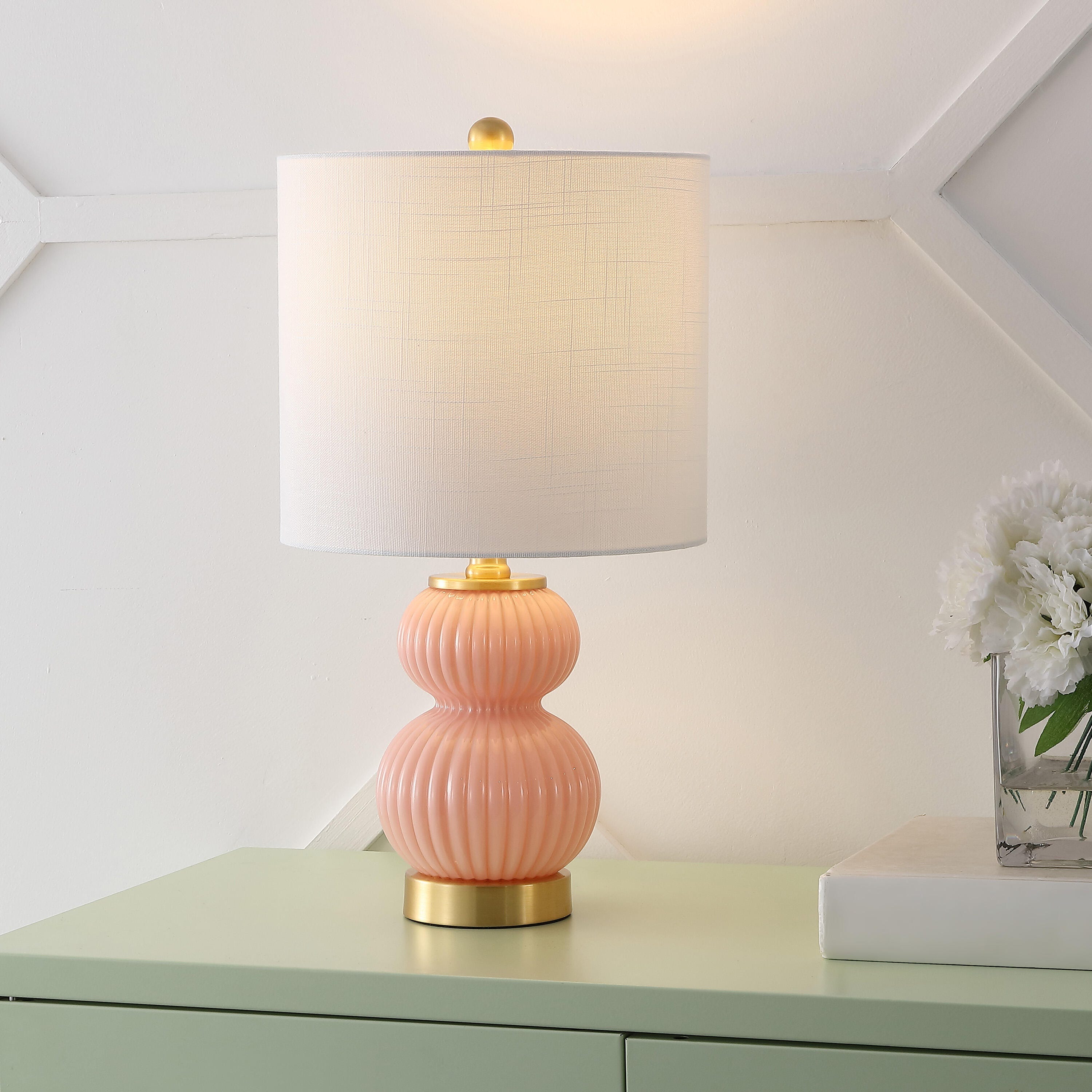 JONATHAN Y Daphne Table Lamp, Pink, rollover