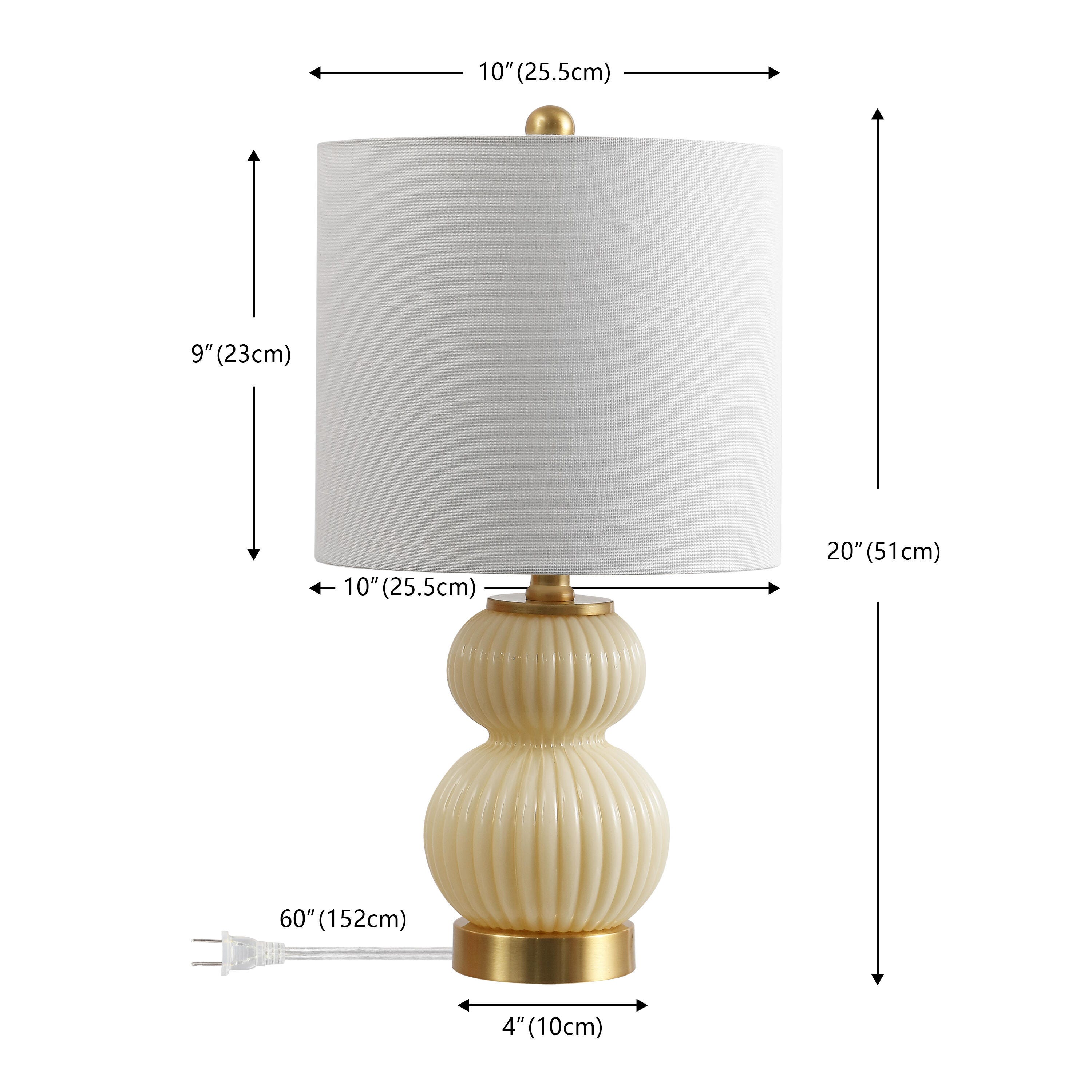 JONATHAN Y Daphne Table Lamp, Ivory, large