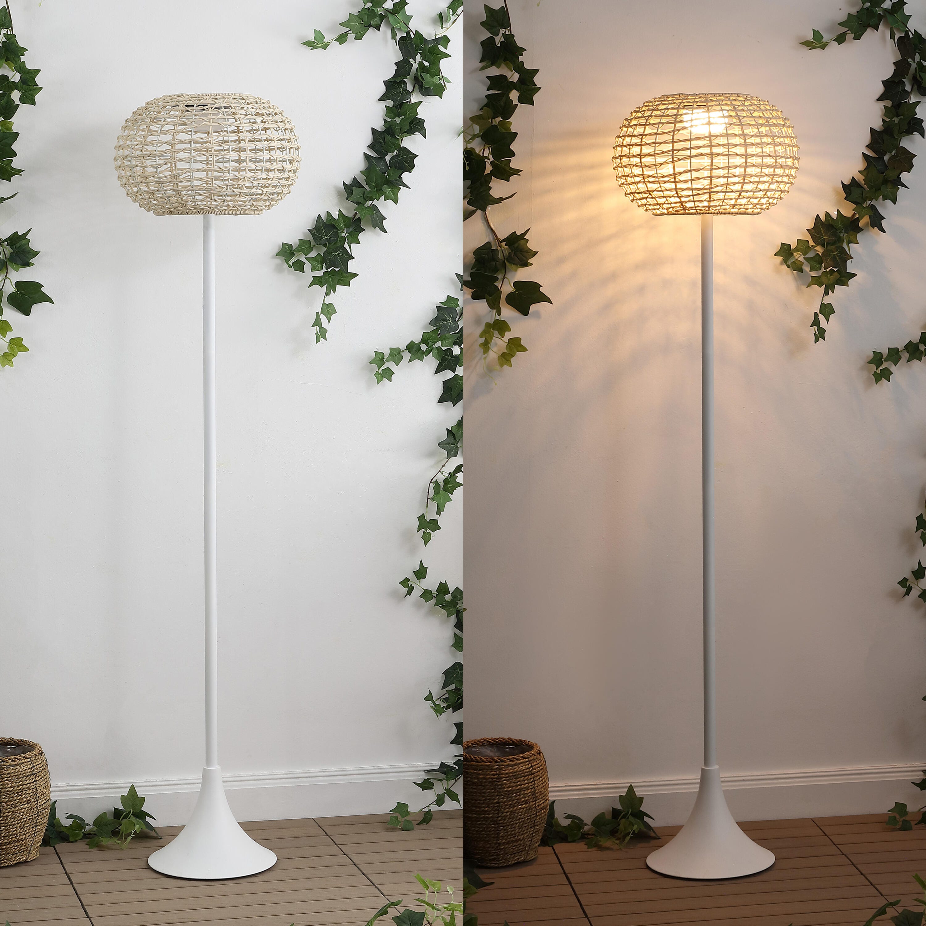 JONATHAN Y Jaemin Floor Lamp, White, large