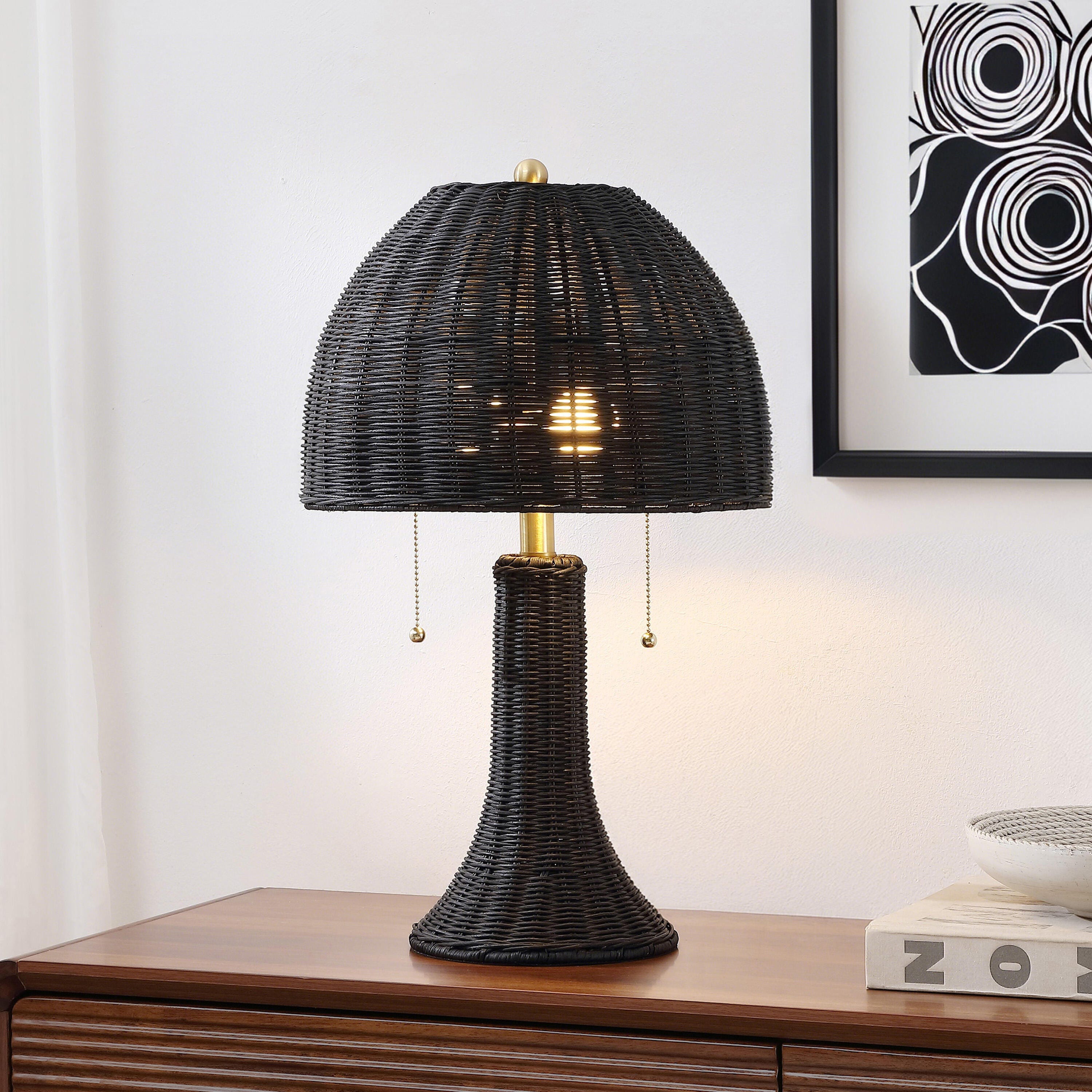JONATHAN Y Joanie Table Lamp, Black/Brass Gold, rollover