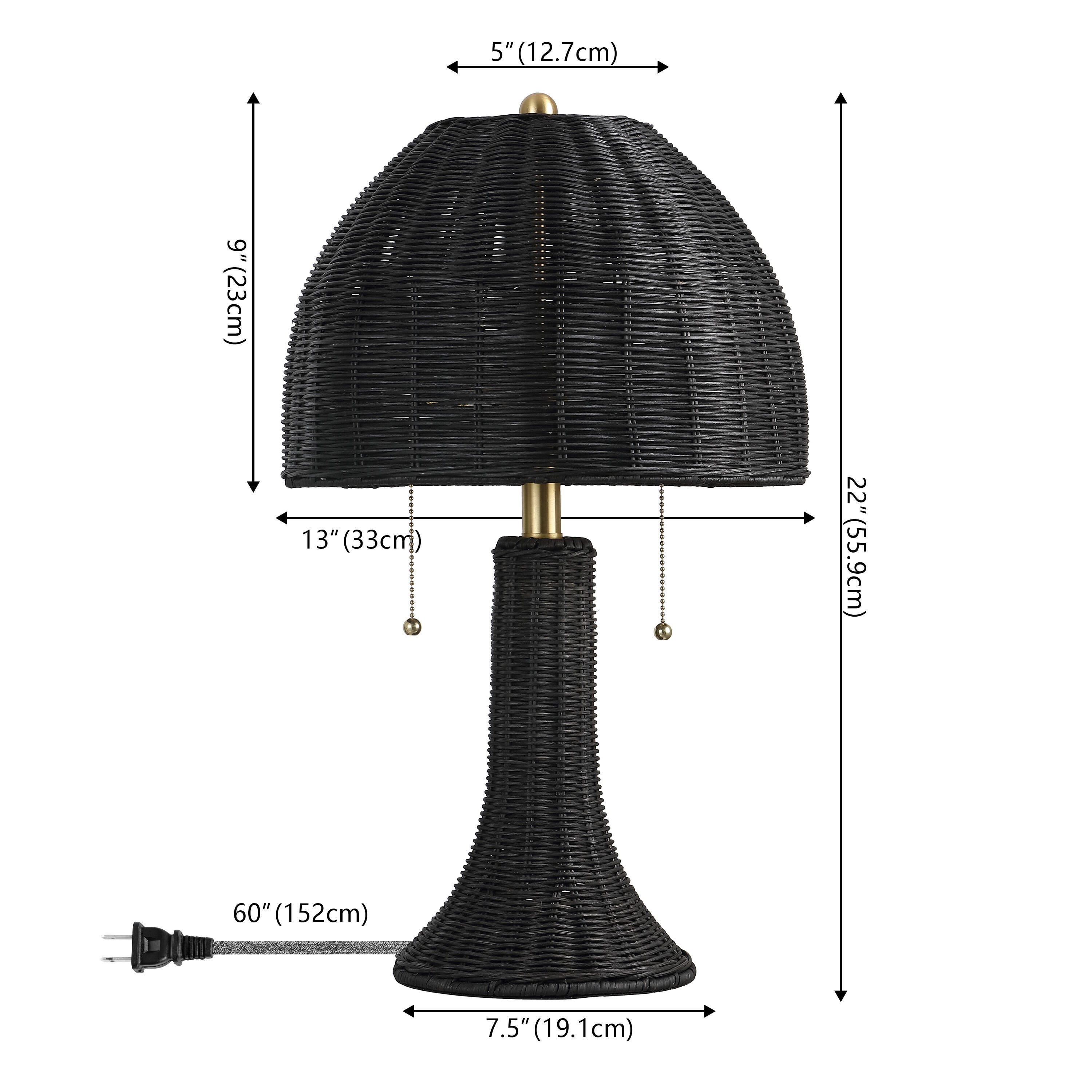 JONATHAN Y Joanie Table Lamp, Black/Brass Gold, large