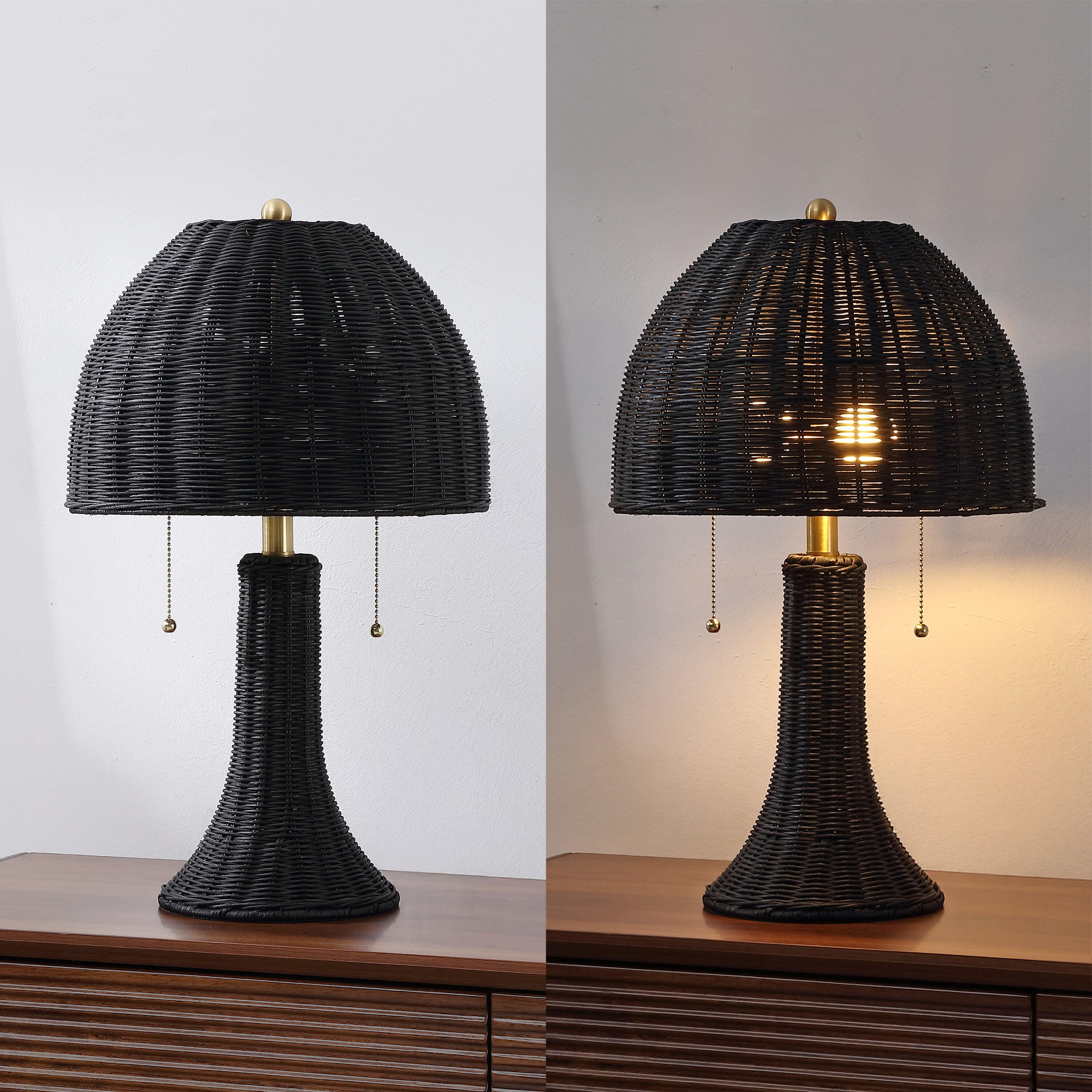 JONATHAN Y Joanie Table Lamp, Black/Brass Gold, large