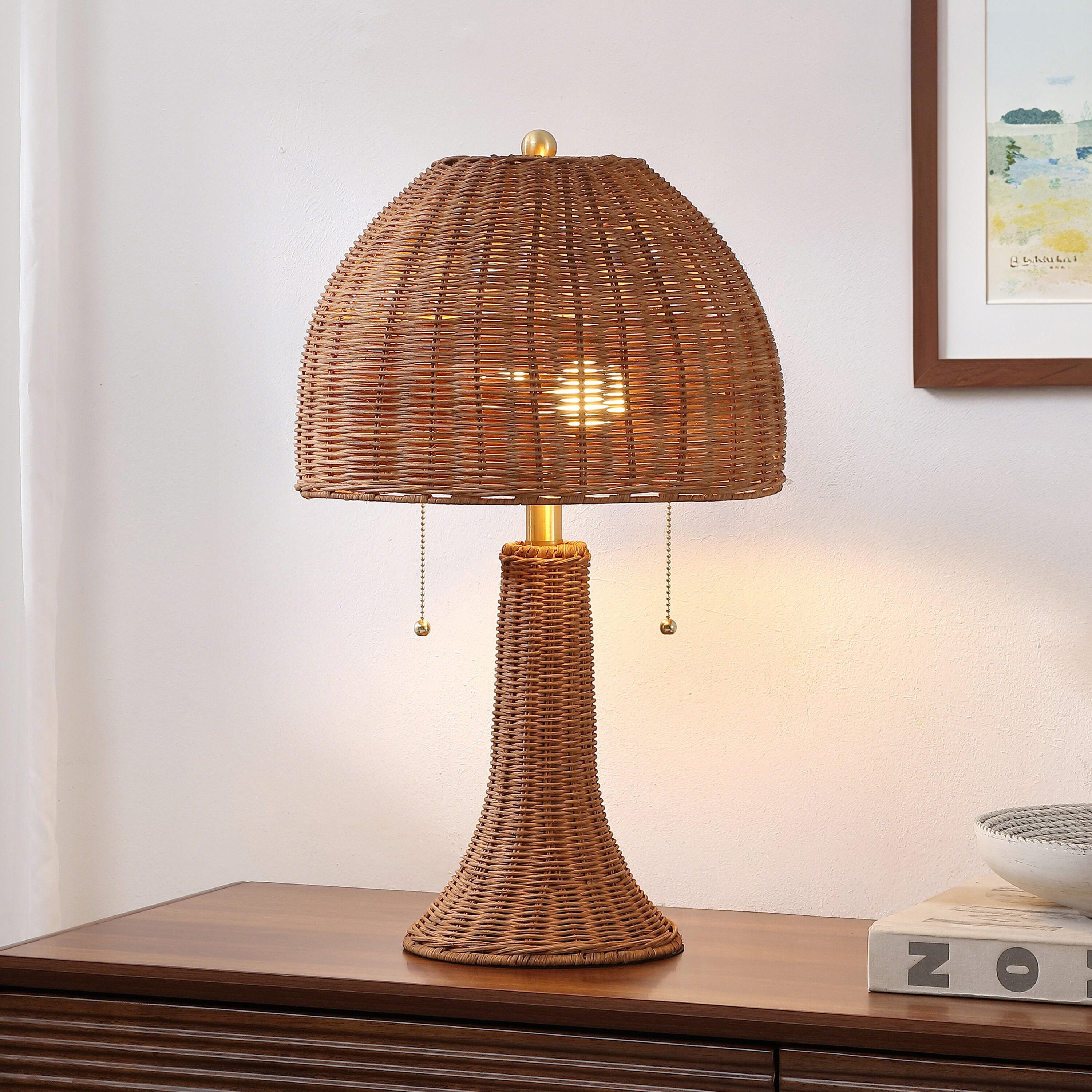 JONATHAN Y Joanie Table Lamp, Dark Brown/Brass Gold, rollover