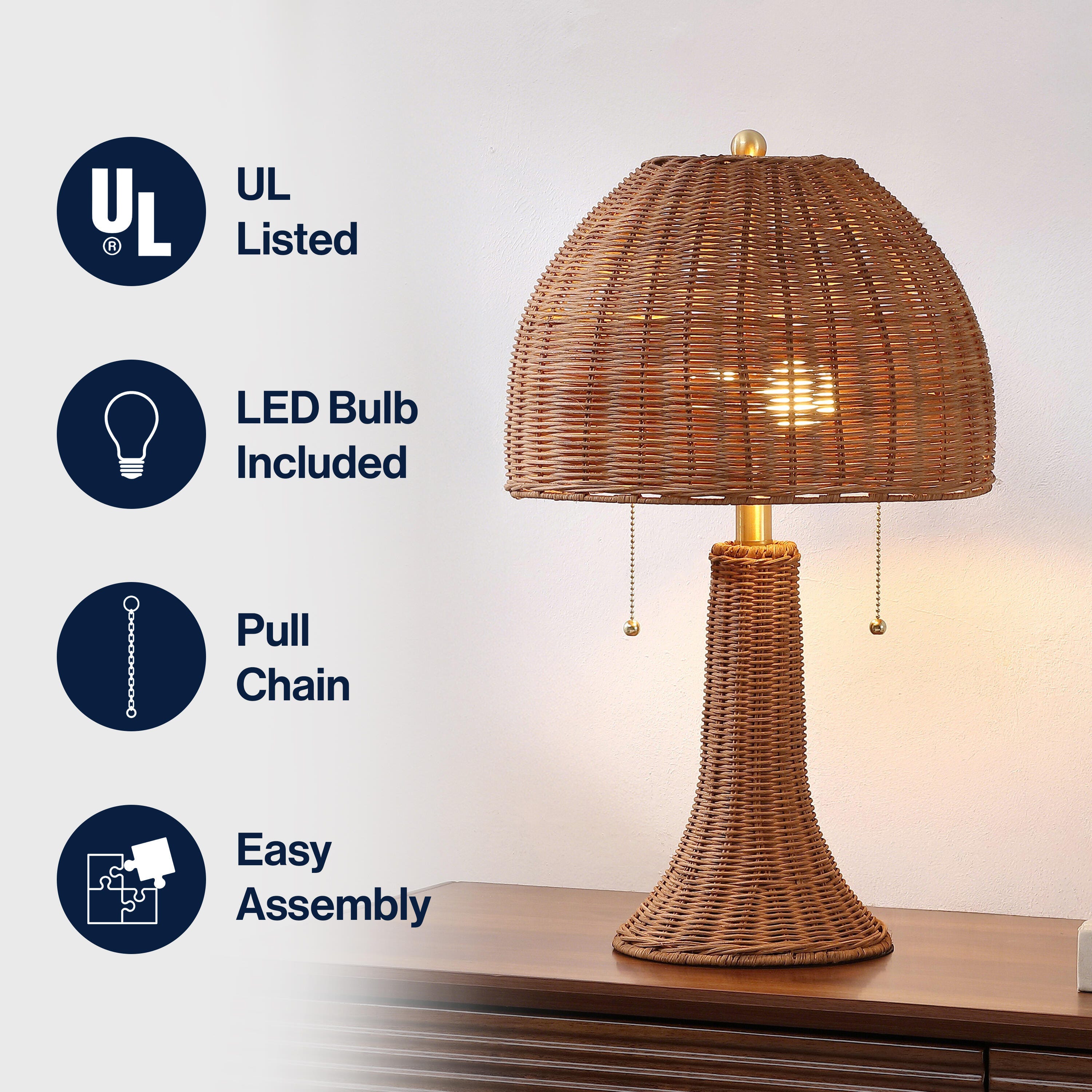 JONATHAN Y Joanie Table Lamp, Dark Brown/Brass Gold, large
