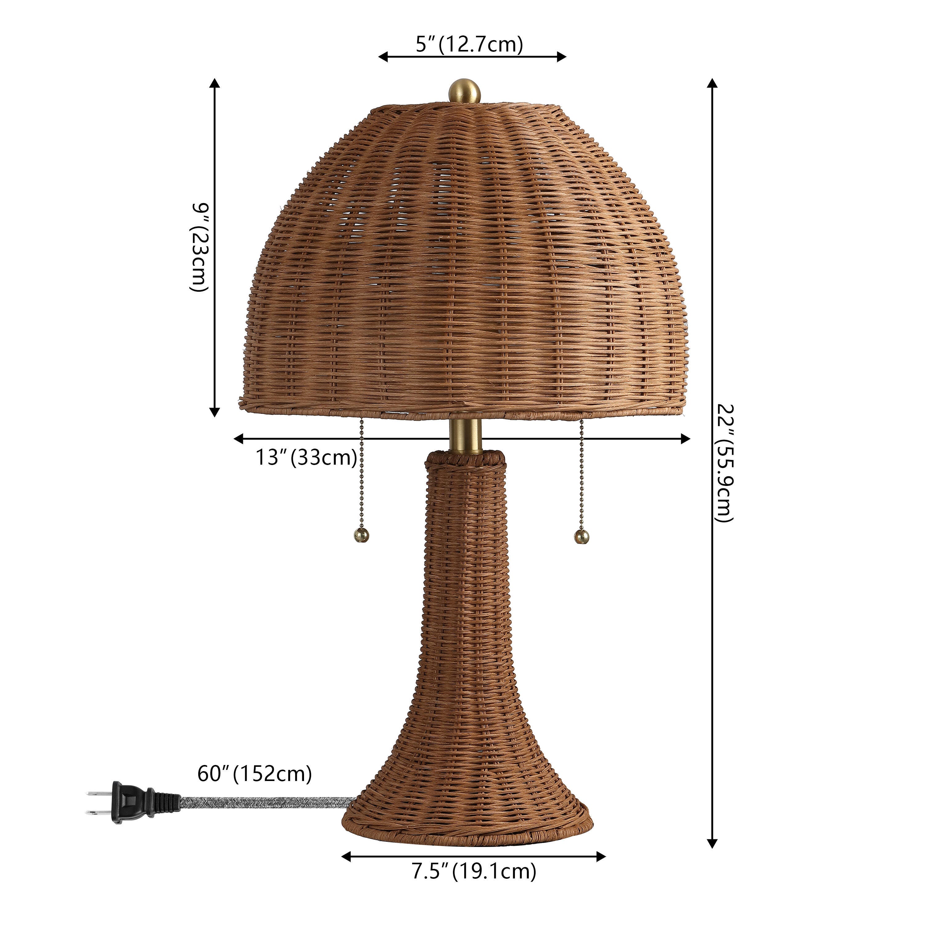 JONATHAN Y Joanie Table Lamp, Dark Brown/Brass Gold, large