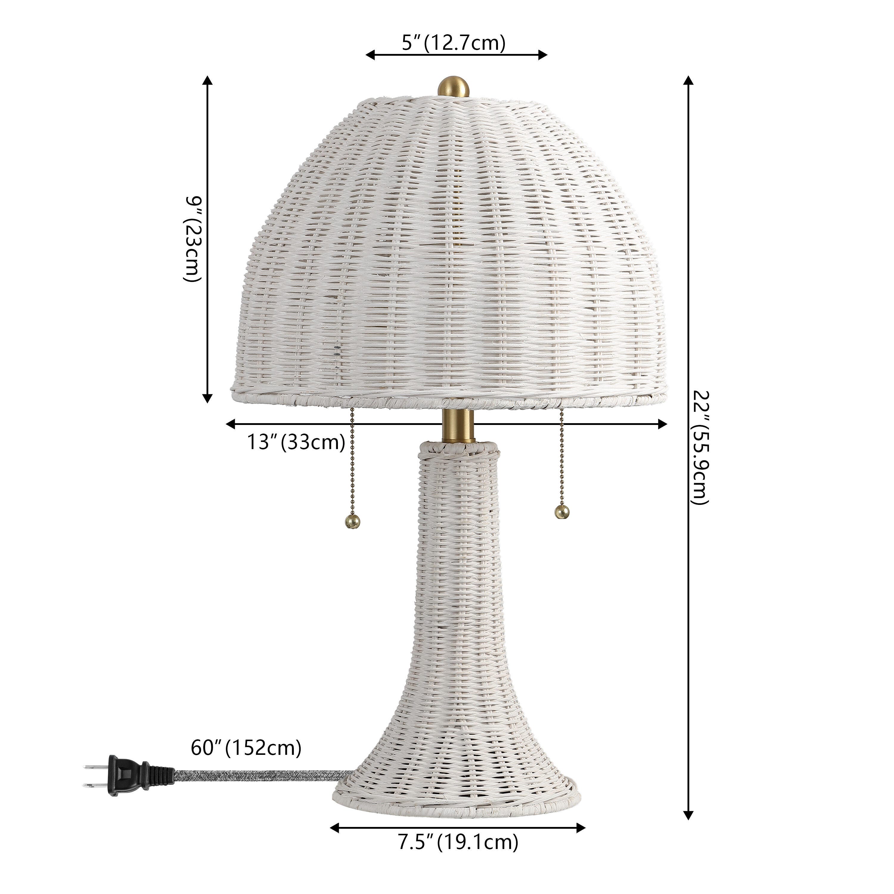 JONATHAN Y Joanie Table Lamp, White/Brass Gold, large